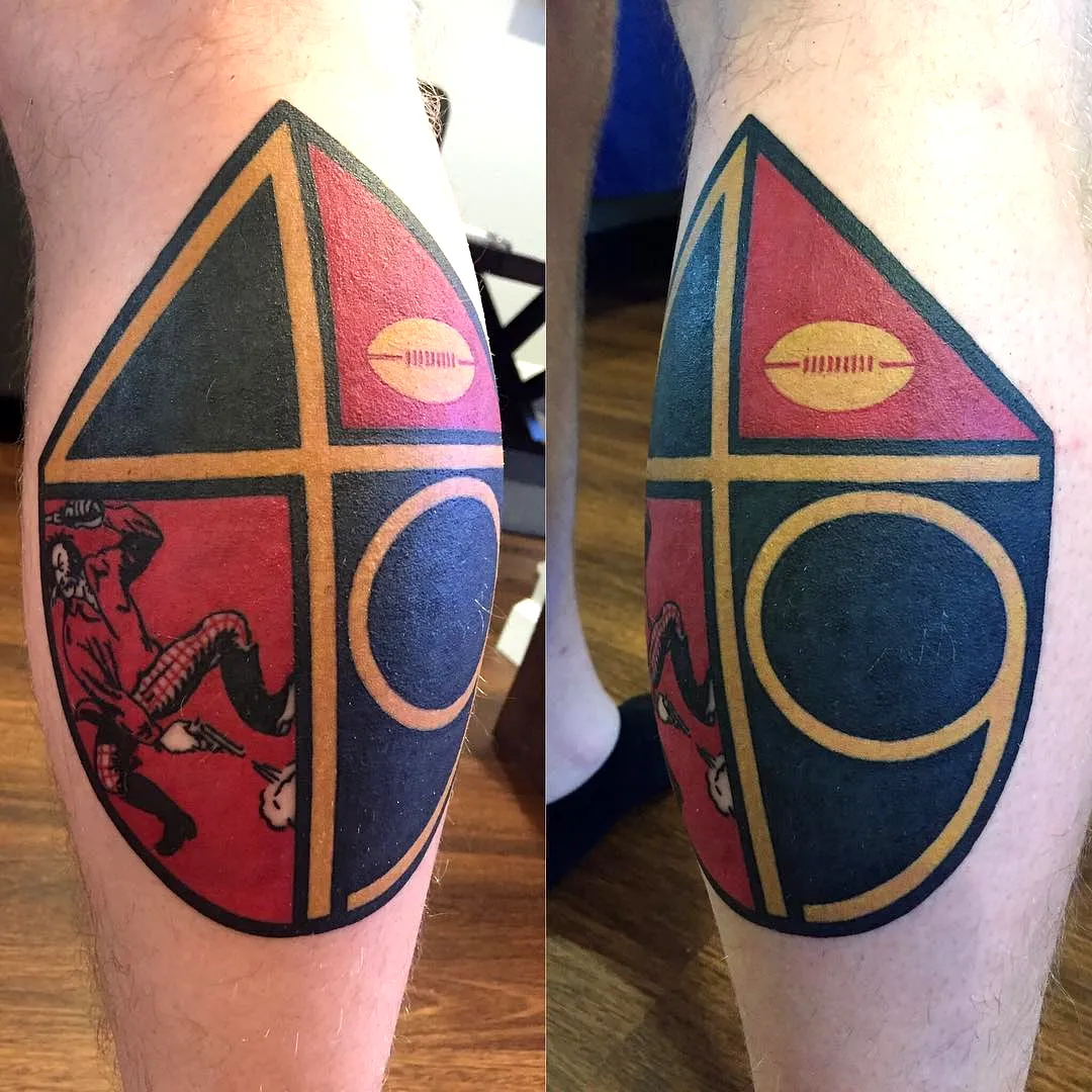 49ers Sports Calf Tattoo with Shield Design