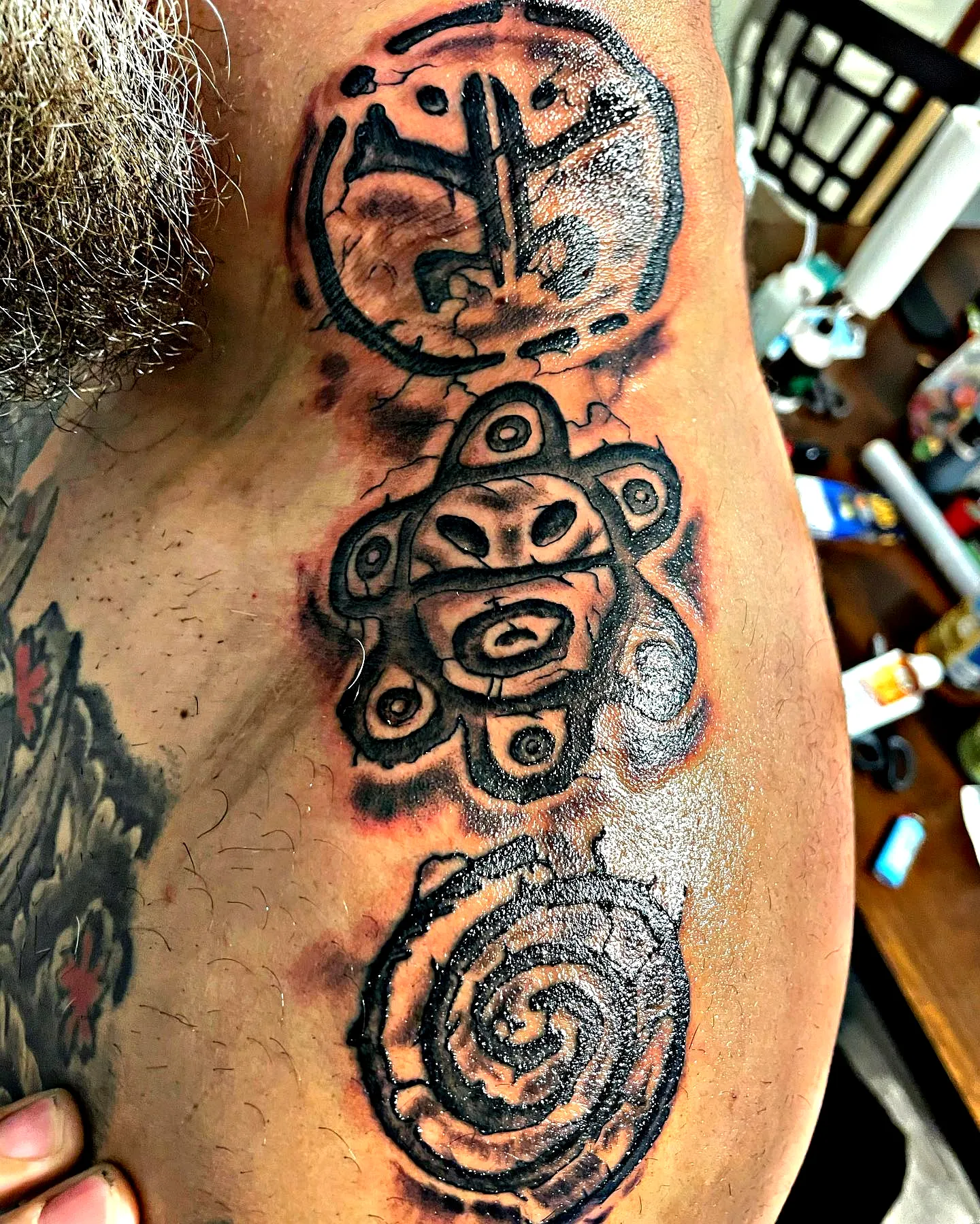 Abstract Black Shoulder Tattoo