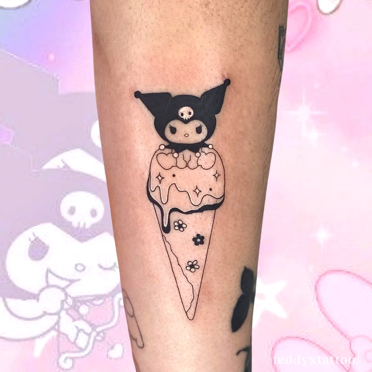 Adorable Ice Cream Cone Tattoo on Arm