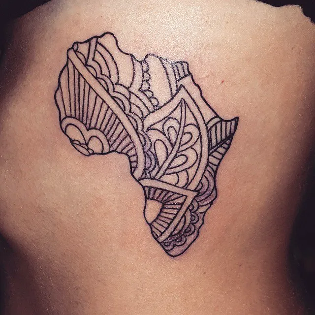Africa Side Tattoo with Geometric Patterns