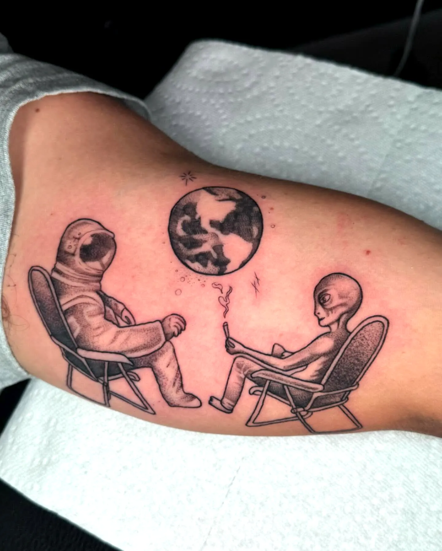 Alien Astronaut Arm Tattoo