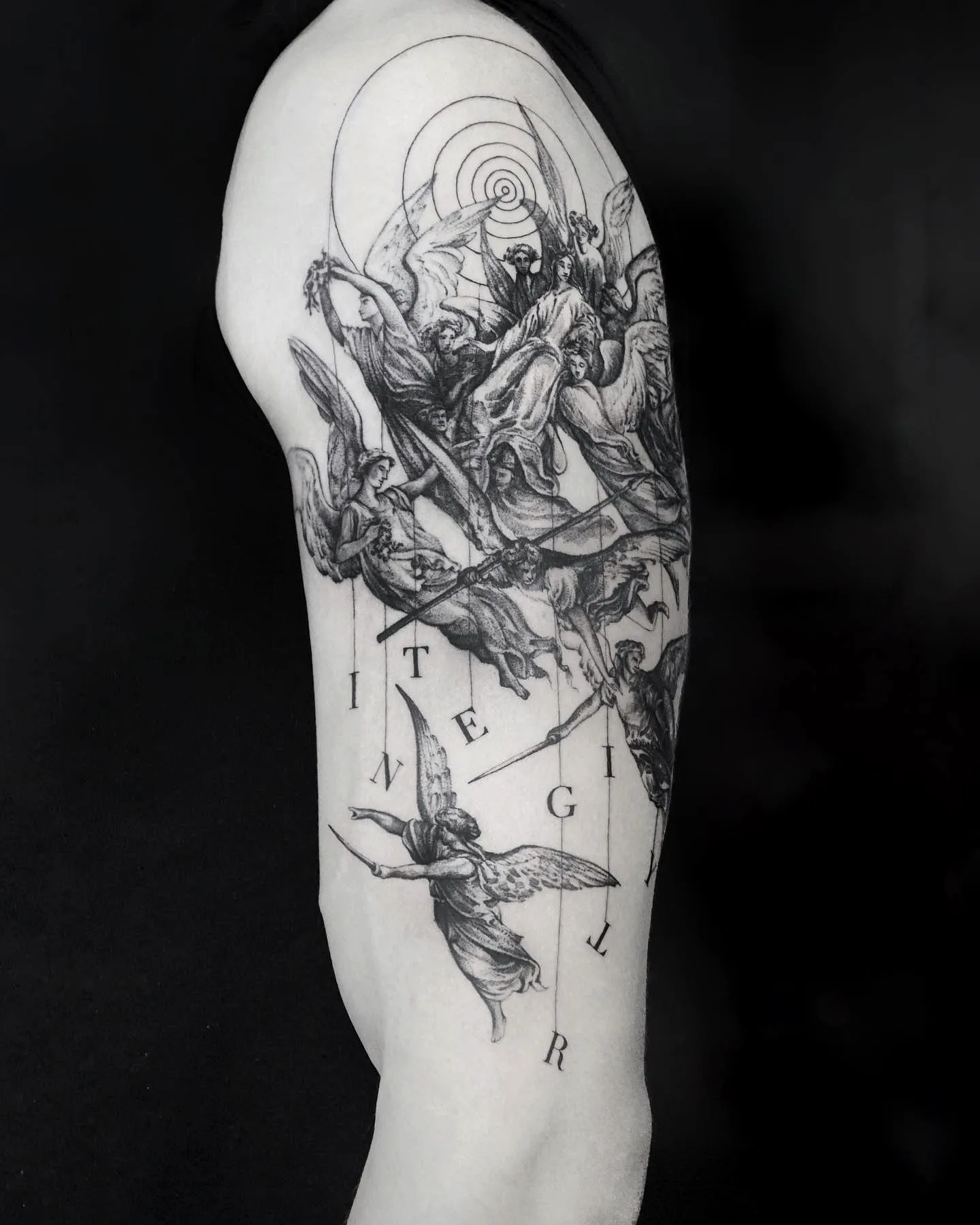 Angelic Celestial Upper Arm Tattoo