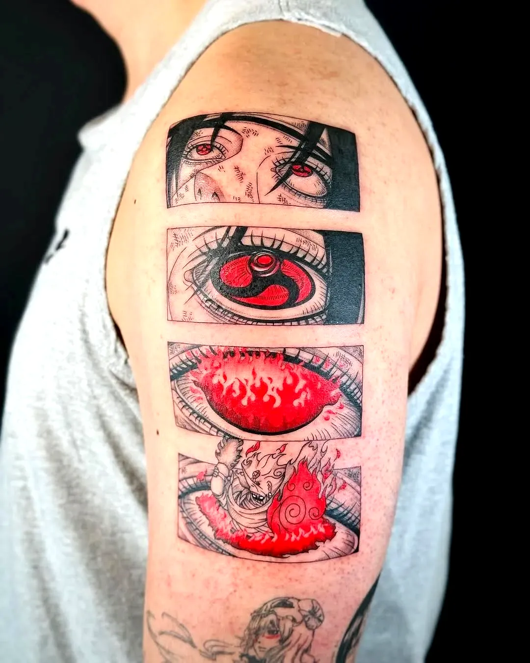 Anime Eye Upper Arm Tattoo Design