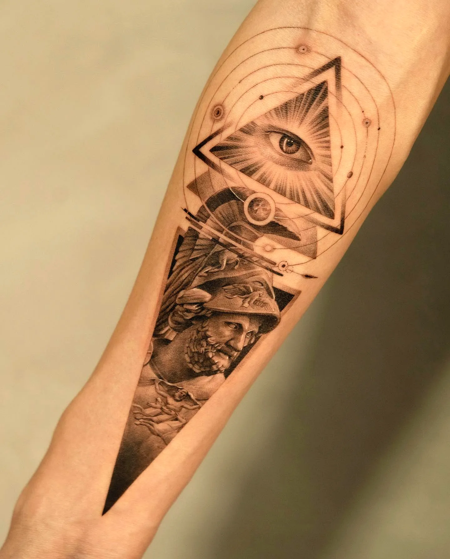 Ares Forearm Tattoo in Black and Gray