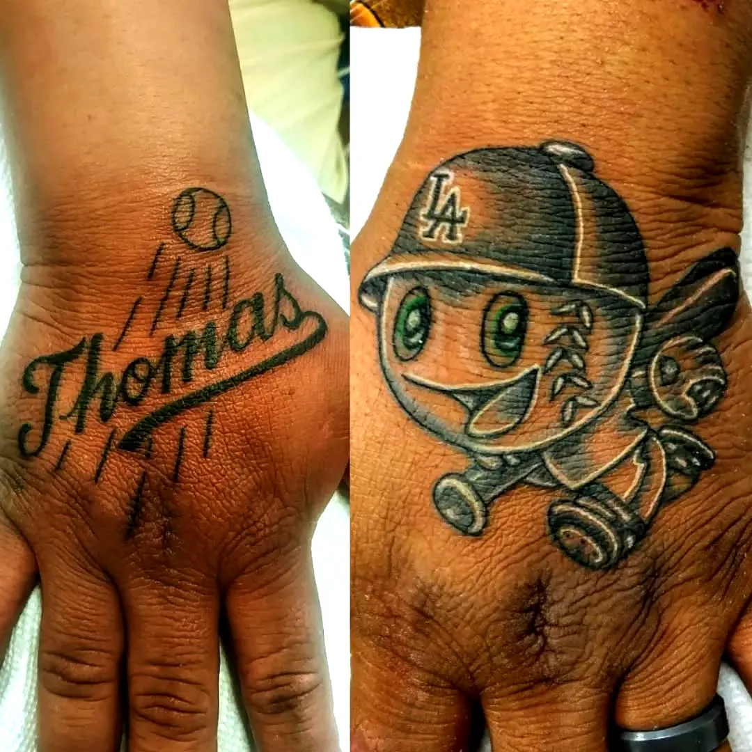 Baseball Hands Tattoo with Thomas Design