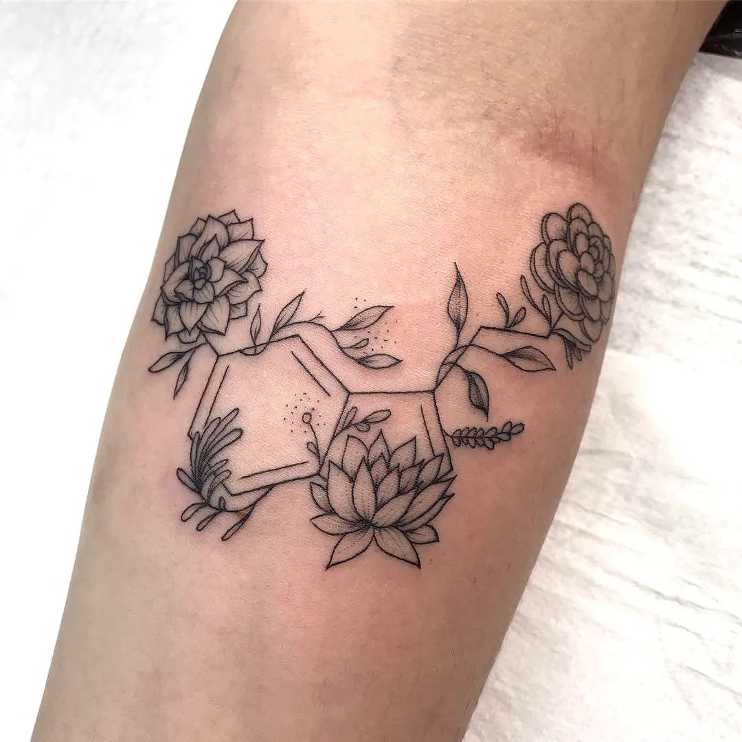 Botanical Forearm Tattoo in Black Ink