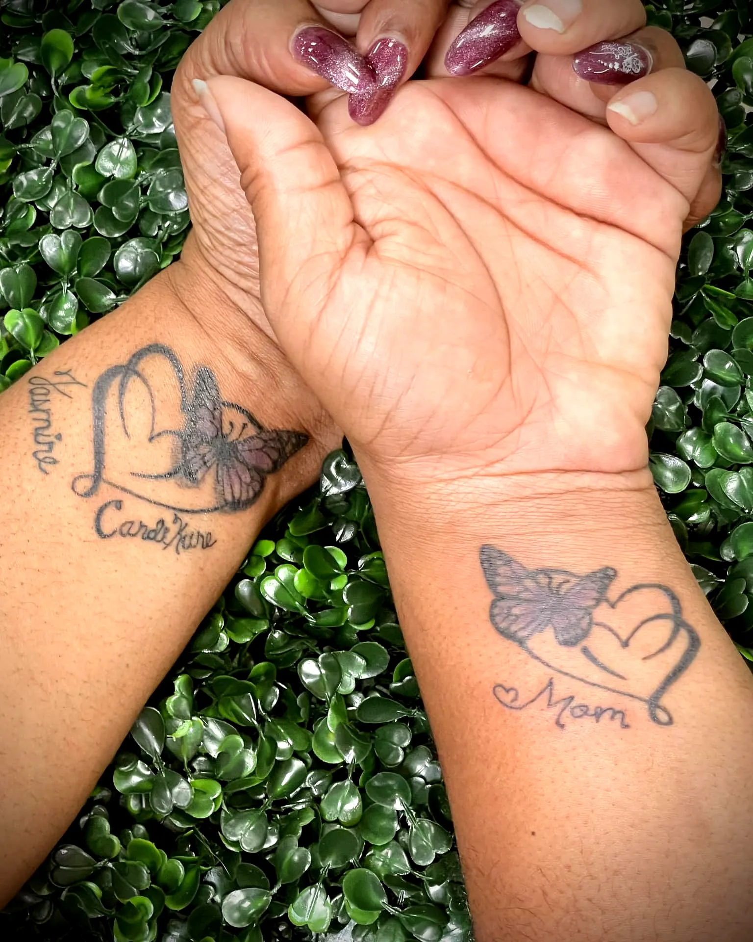 Butterfly Heart Wrist Tattoos for Daughter