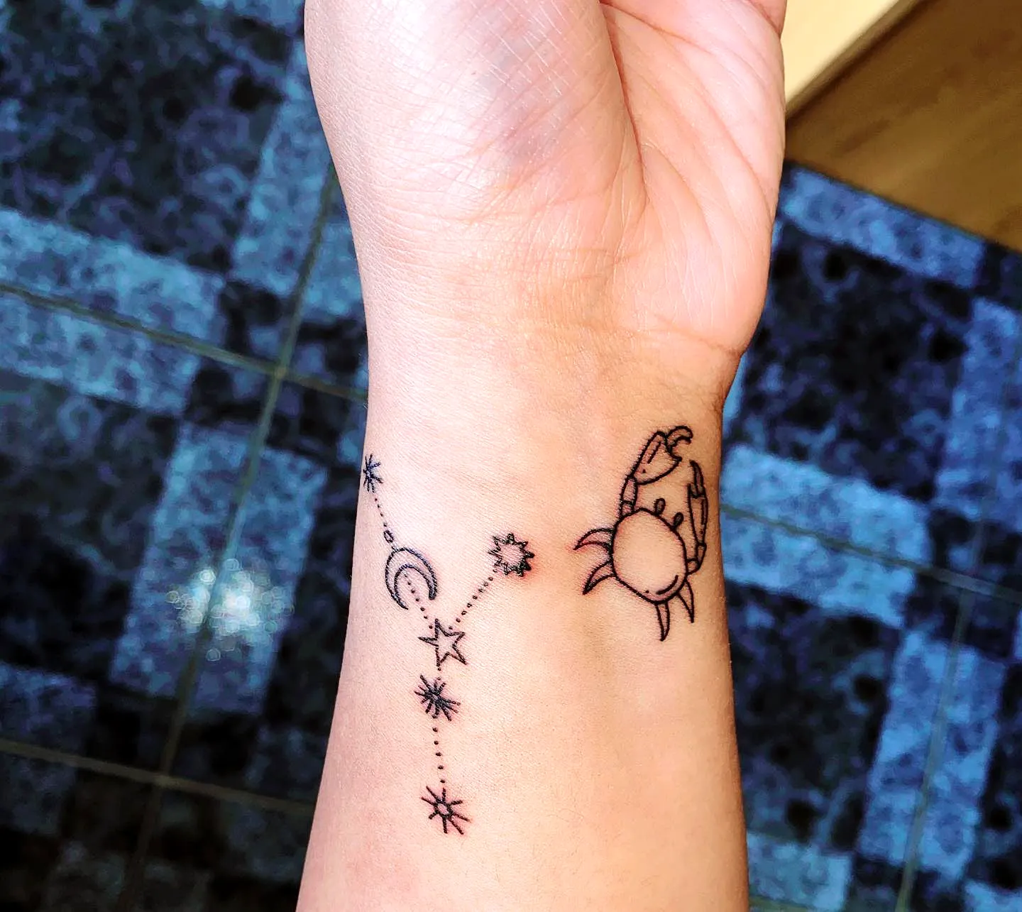 Cancerian Constellation Wrist Tattoo