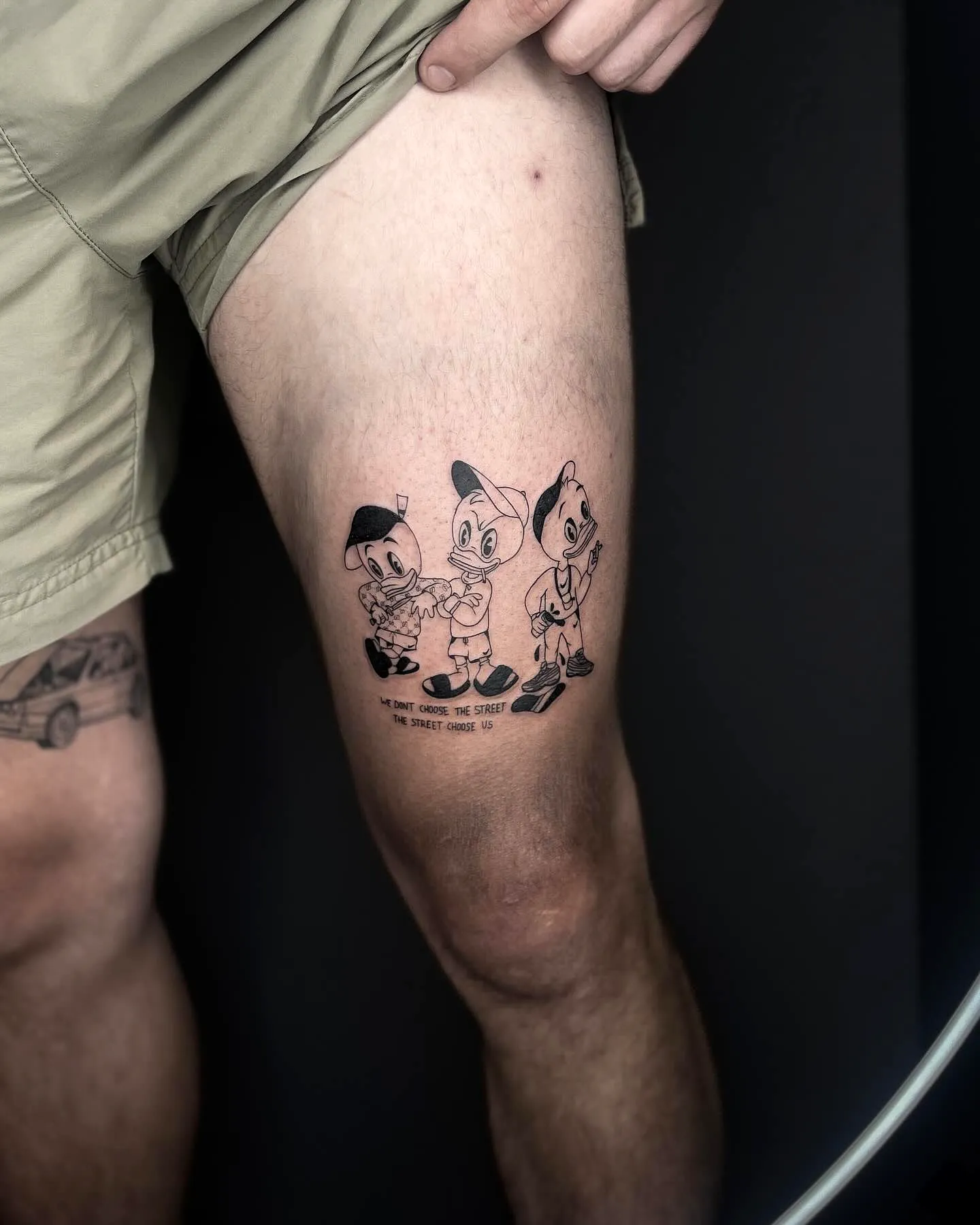 Cartoon Characters Thigh Tattoo