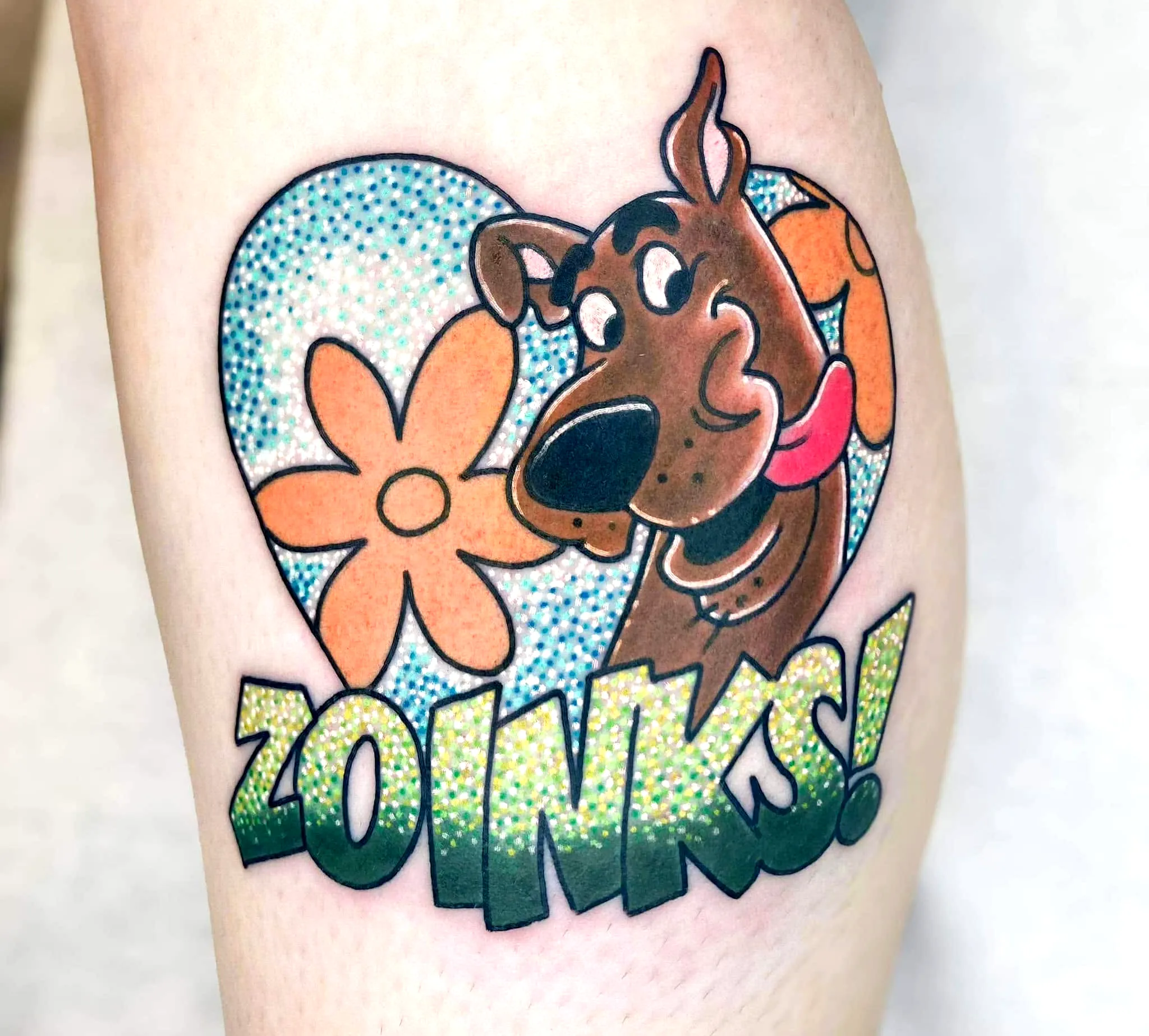 Cartoon Dog Heart Tattoo