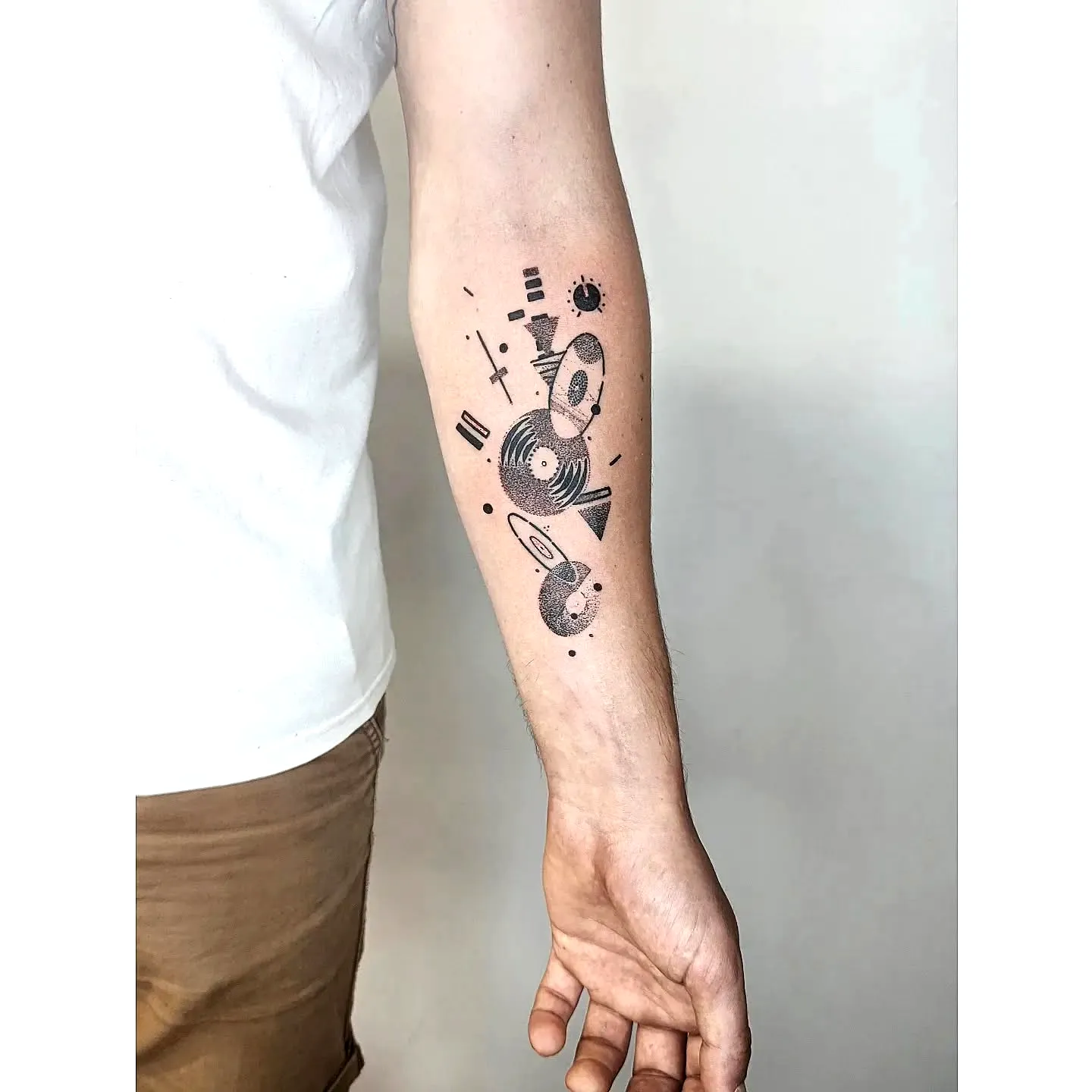 Celestial Forearm Tattoo in Black and Gray