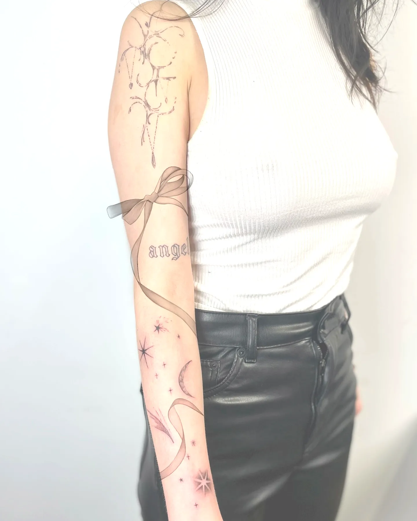 Celestial Ribbon Arm Tattoo
