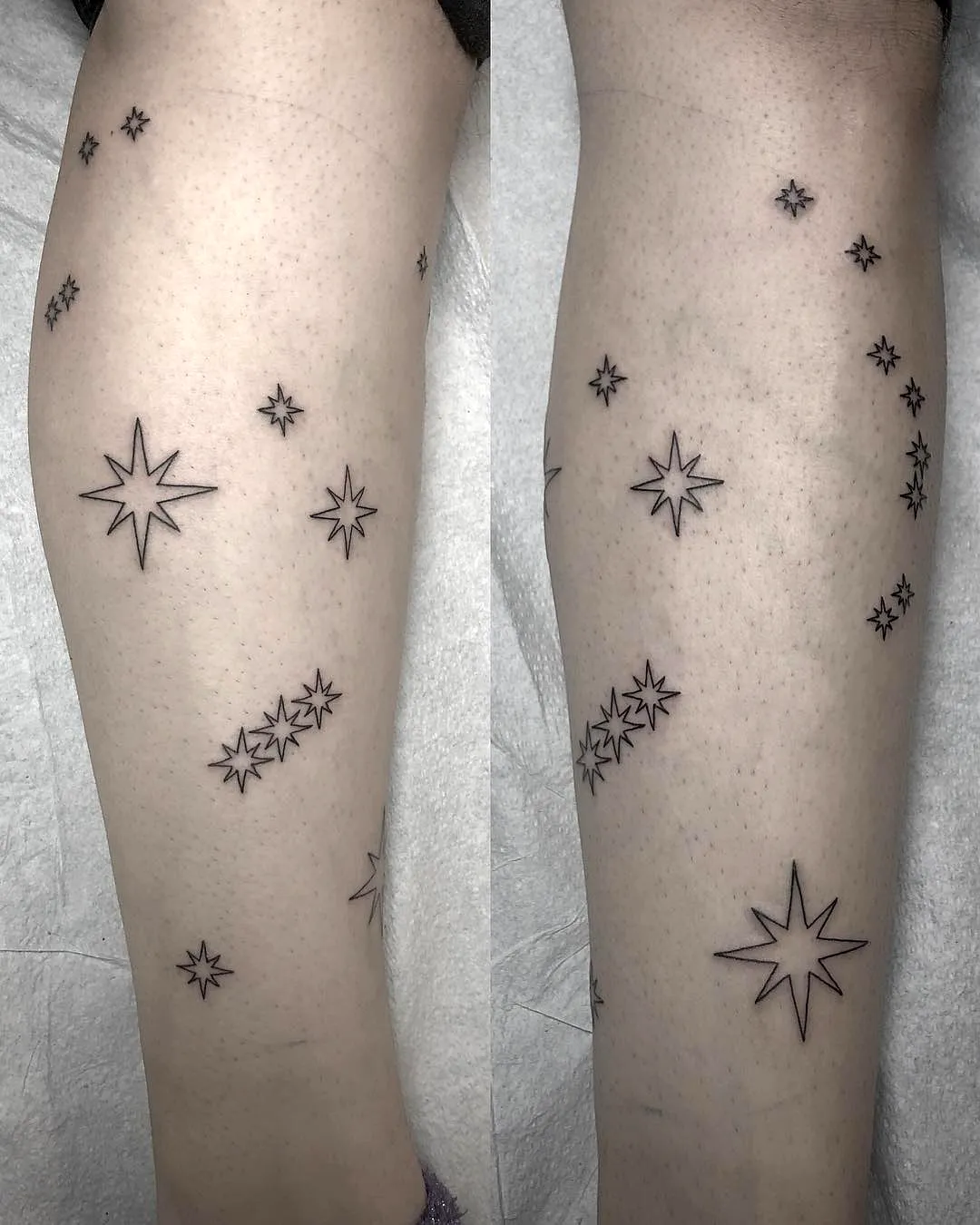 Celestial Starburst Lower Leg Tattoo