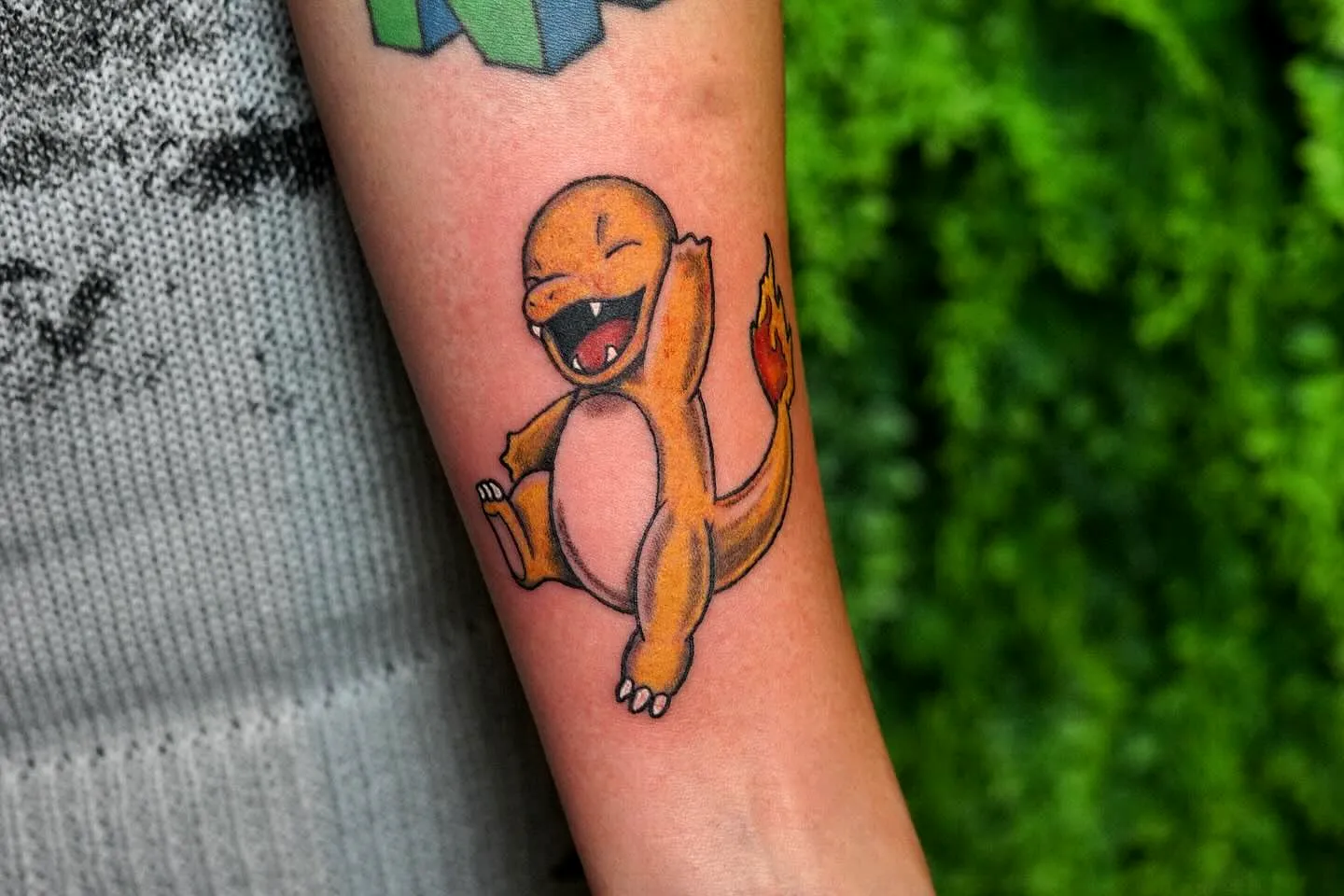 Charmander Forearm Tattoo in Bold Colors