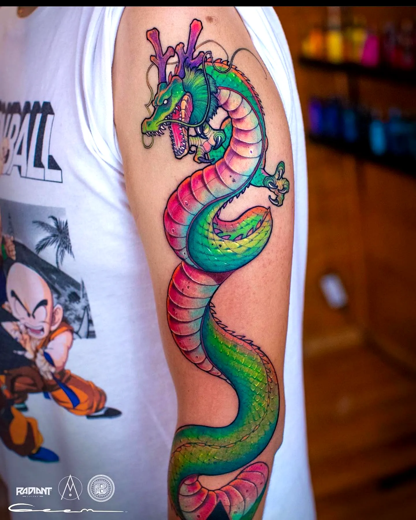 Colorful Dragon Arm Tattoo Design
