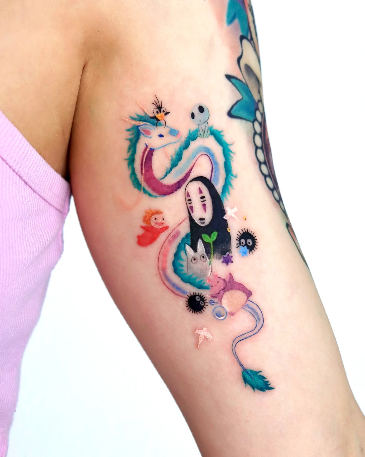 Colorful Dragon Cat Tattoo Design