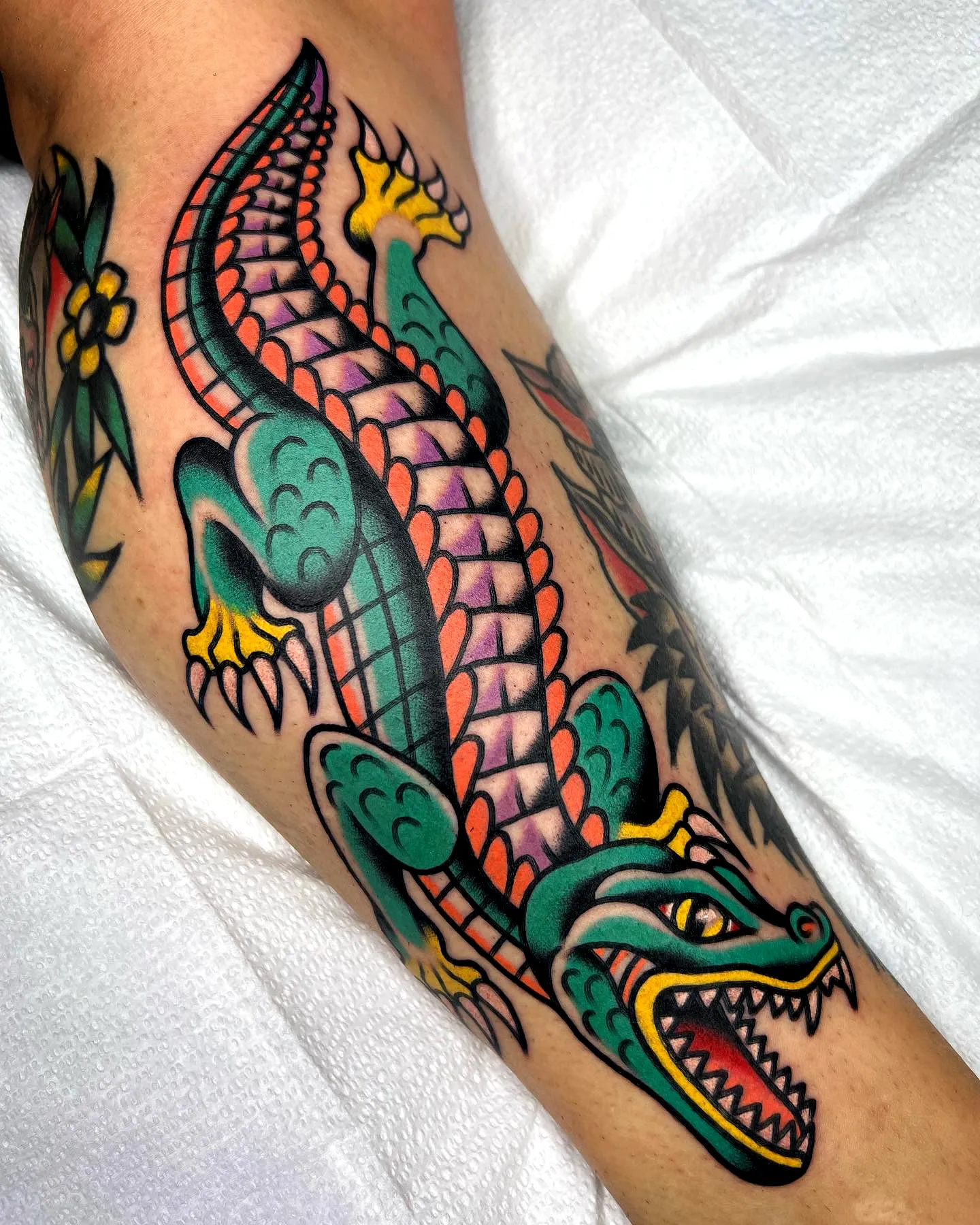 Colorful Dragon Forearm Tattoo
