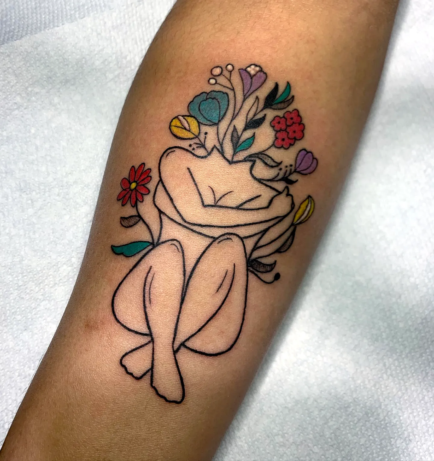Colorful Floral Abstract Forearm Tattoo