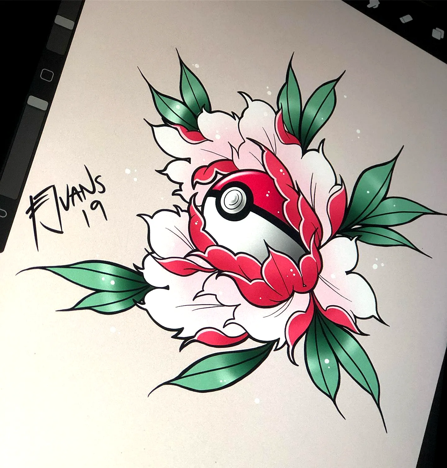 Colorful Poke Ball Arm Tattoo