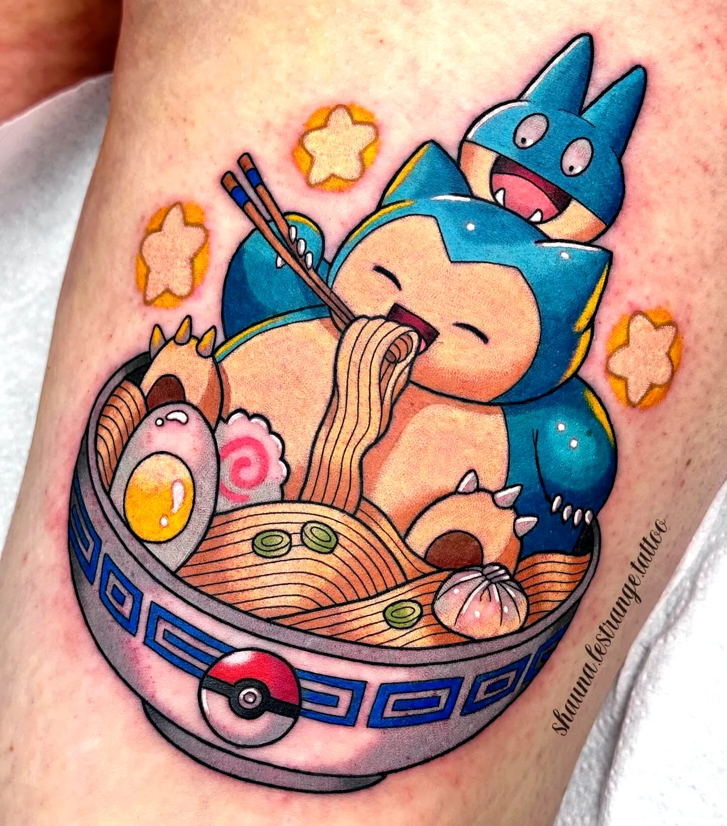 Colorful Snorlax Arm Tattoo