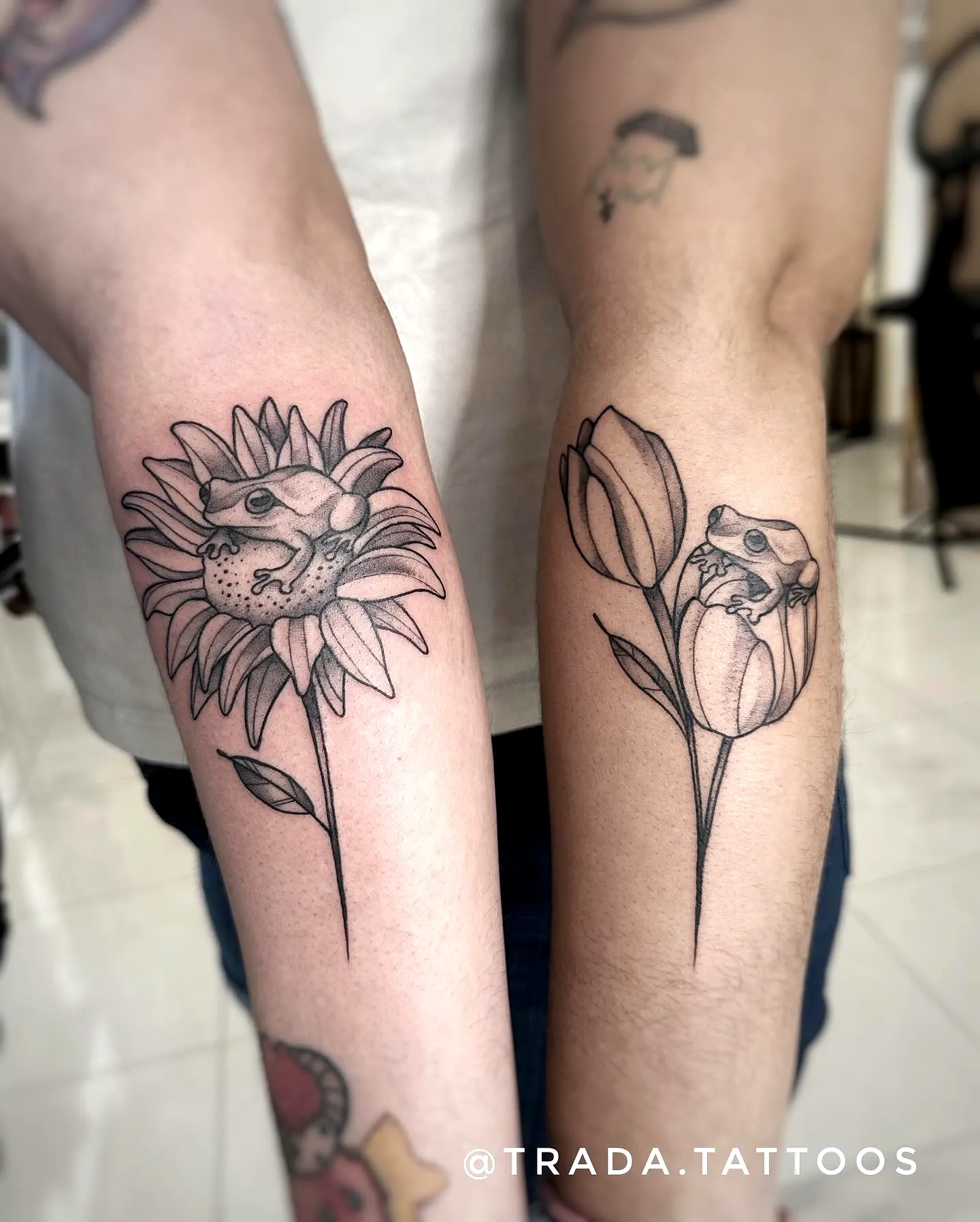 Coqui Arms Tattoo with Flowers