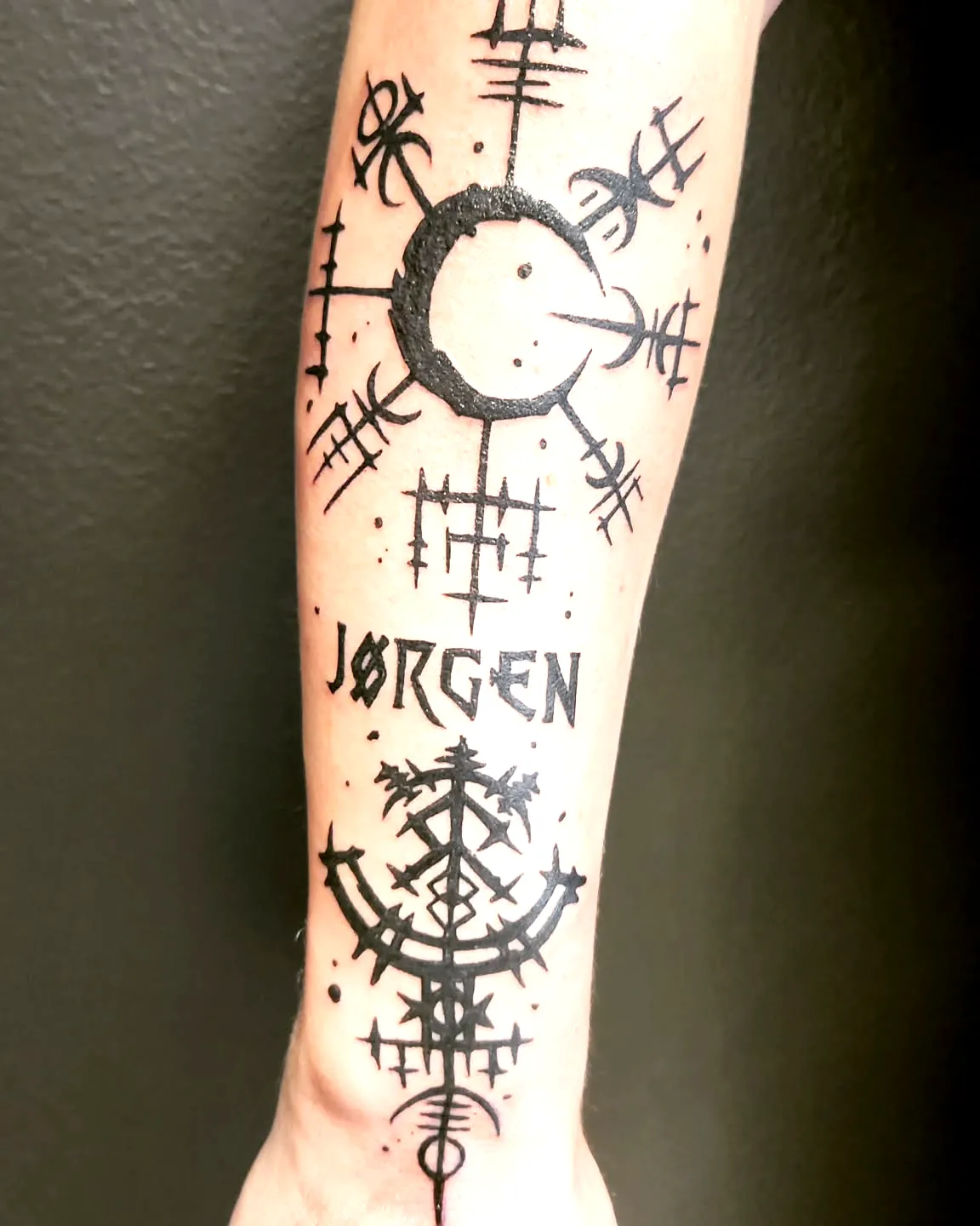 Crescent Geometric Forearm Tattoo
