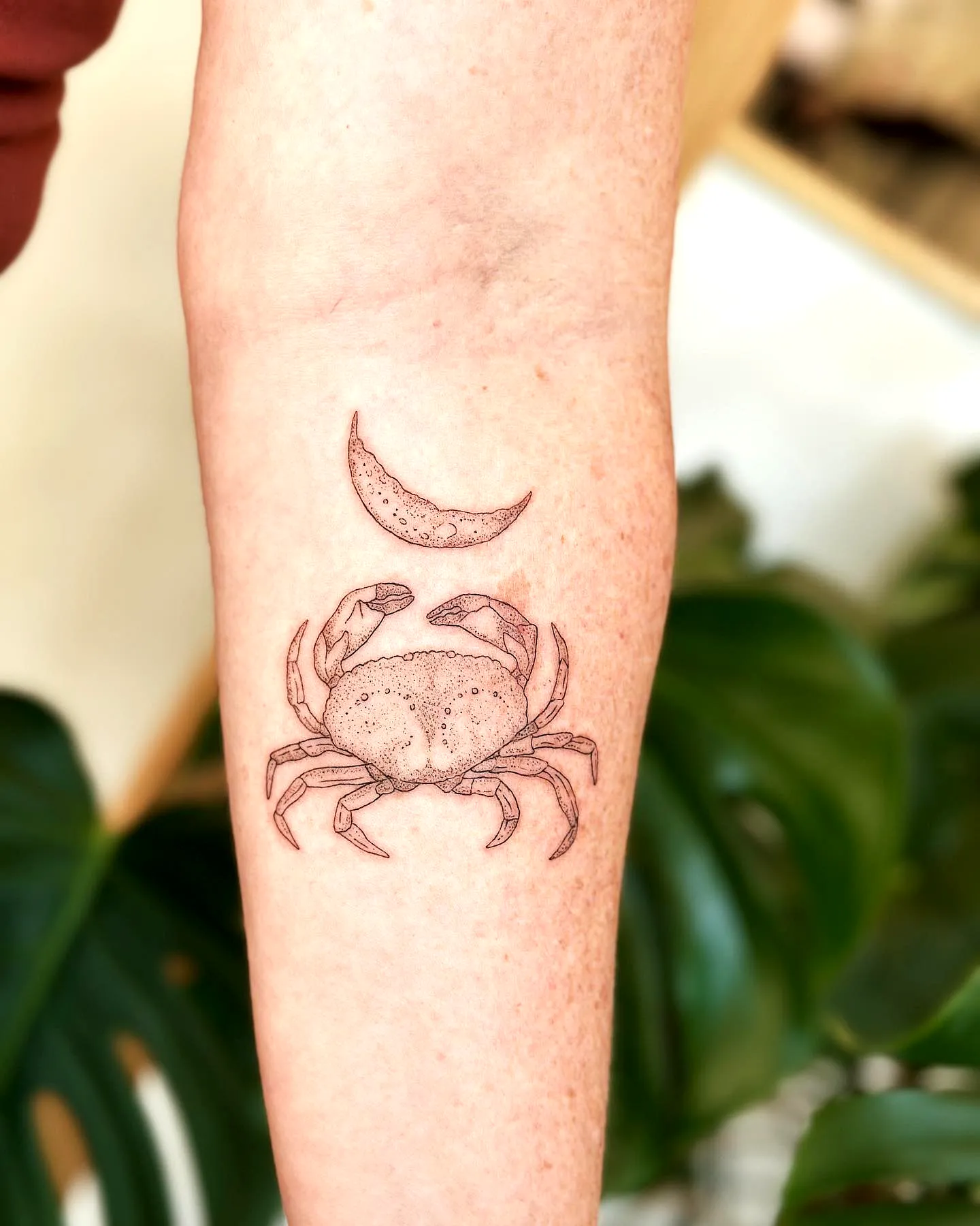 Crescent Moon Crab Forearm Tattoo