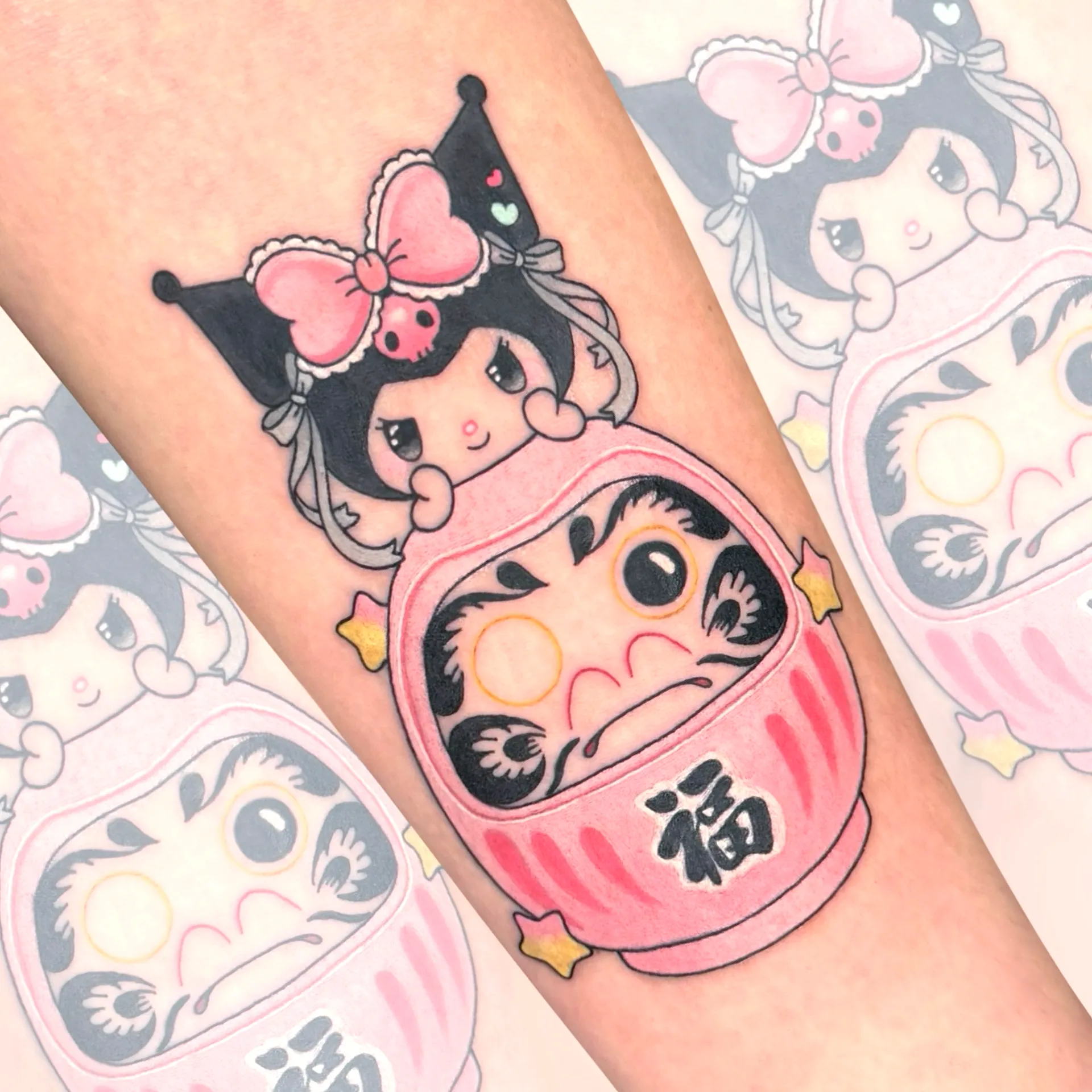 Cute Daruma Doll Arm Tattoo
