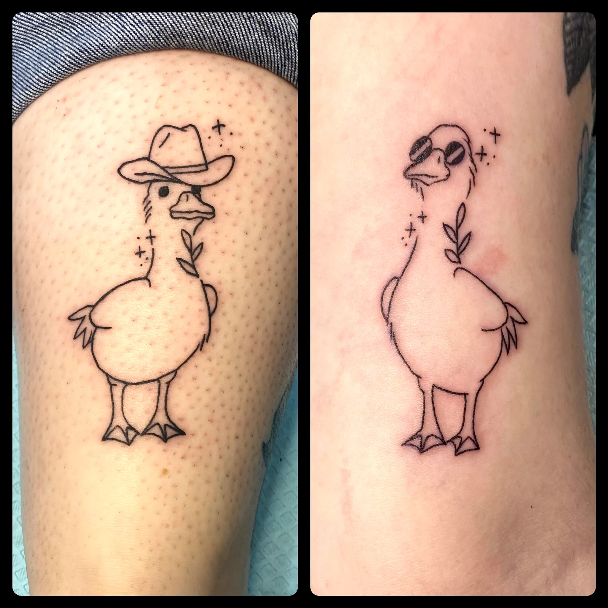 Cute Duck Arm Tattoo with Sparkles