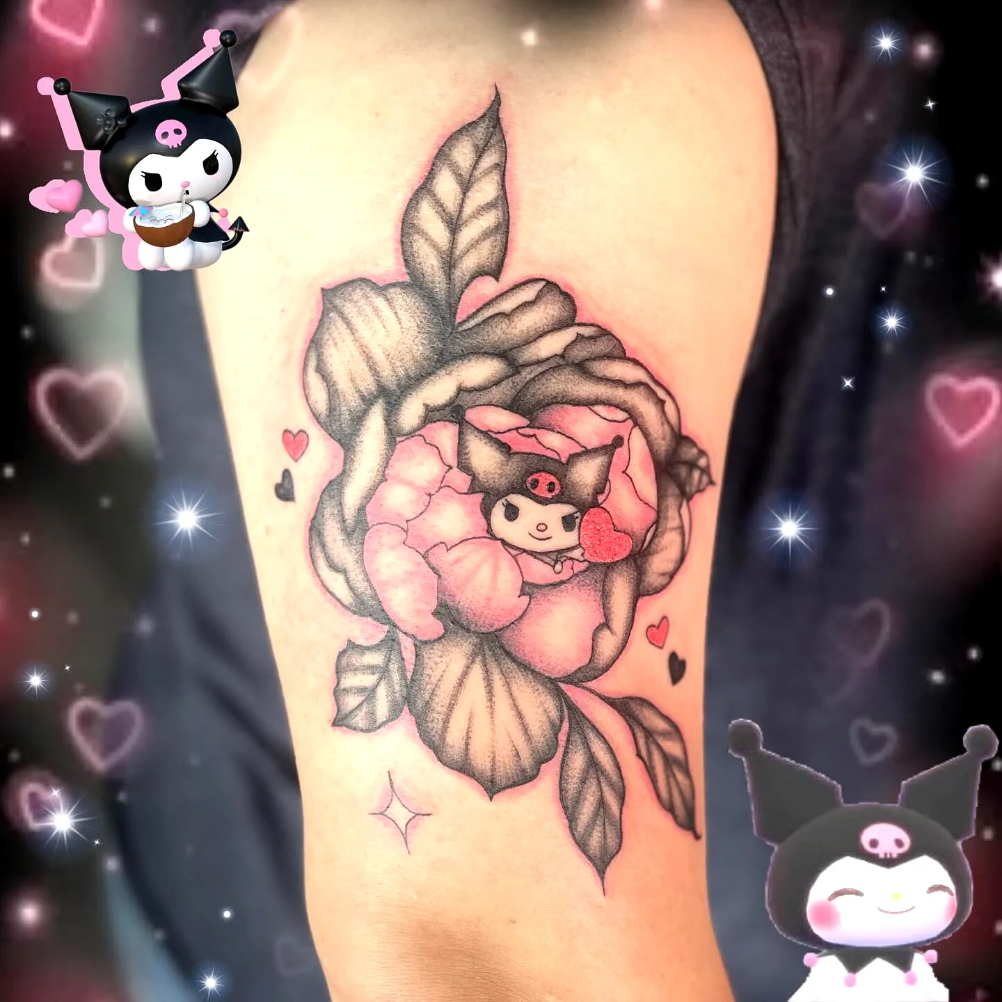 Cute Skull Rose Arm Tattoo