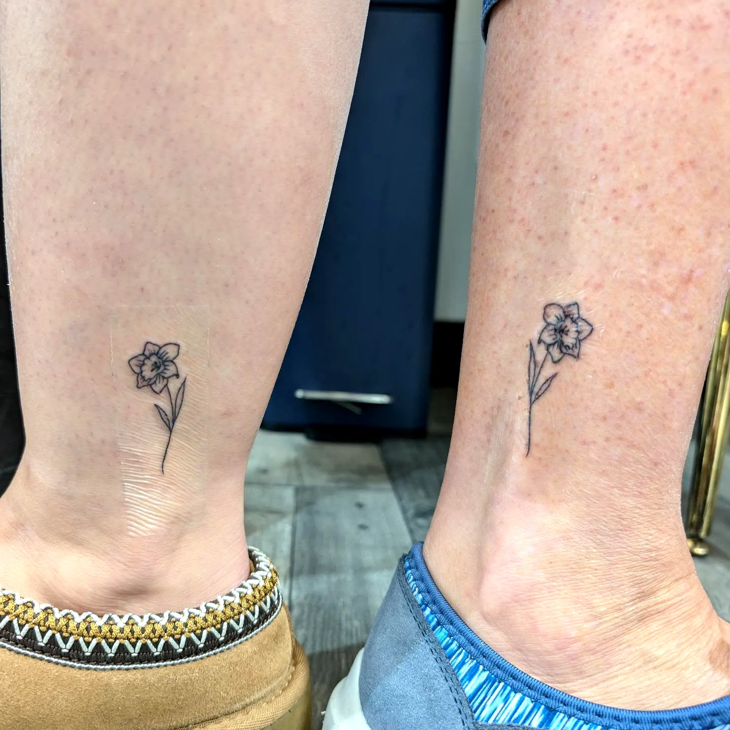Dainty Daffodil Ankle Tattoos