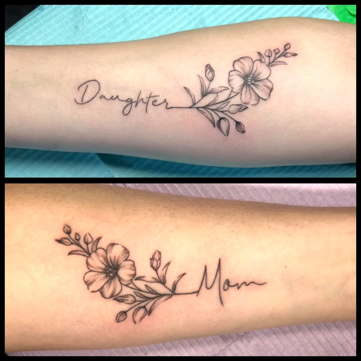Dainty Daughter Mom Forearm Tattoo