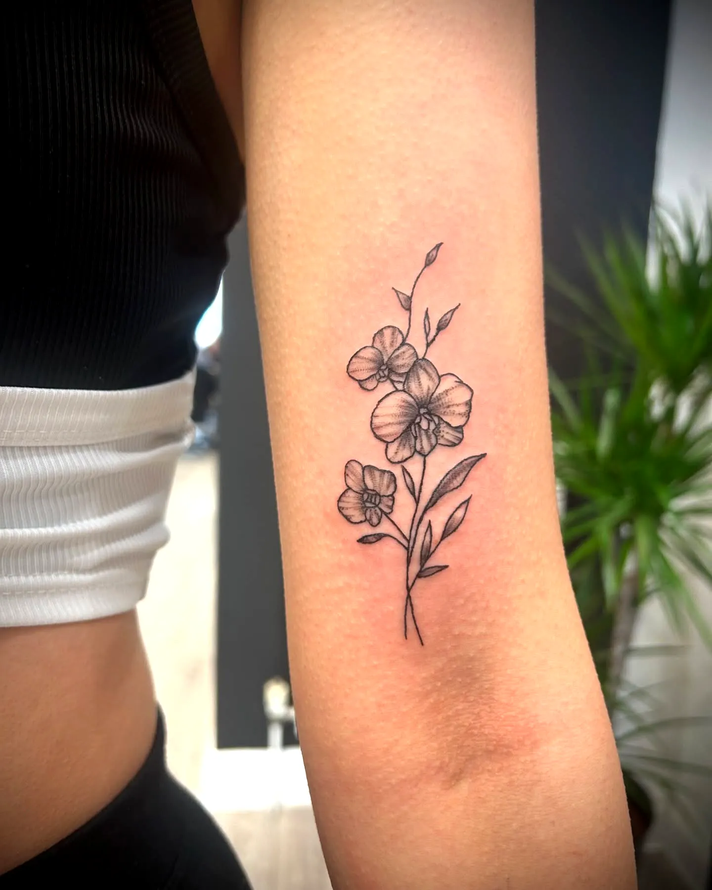 Dainty Flower Inner Forearm Tattoo