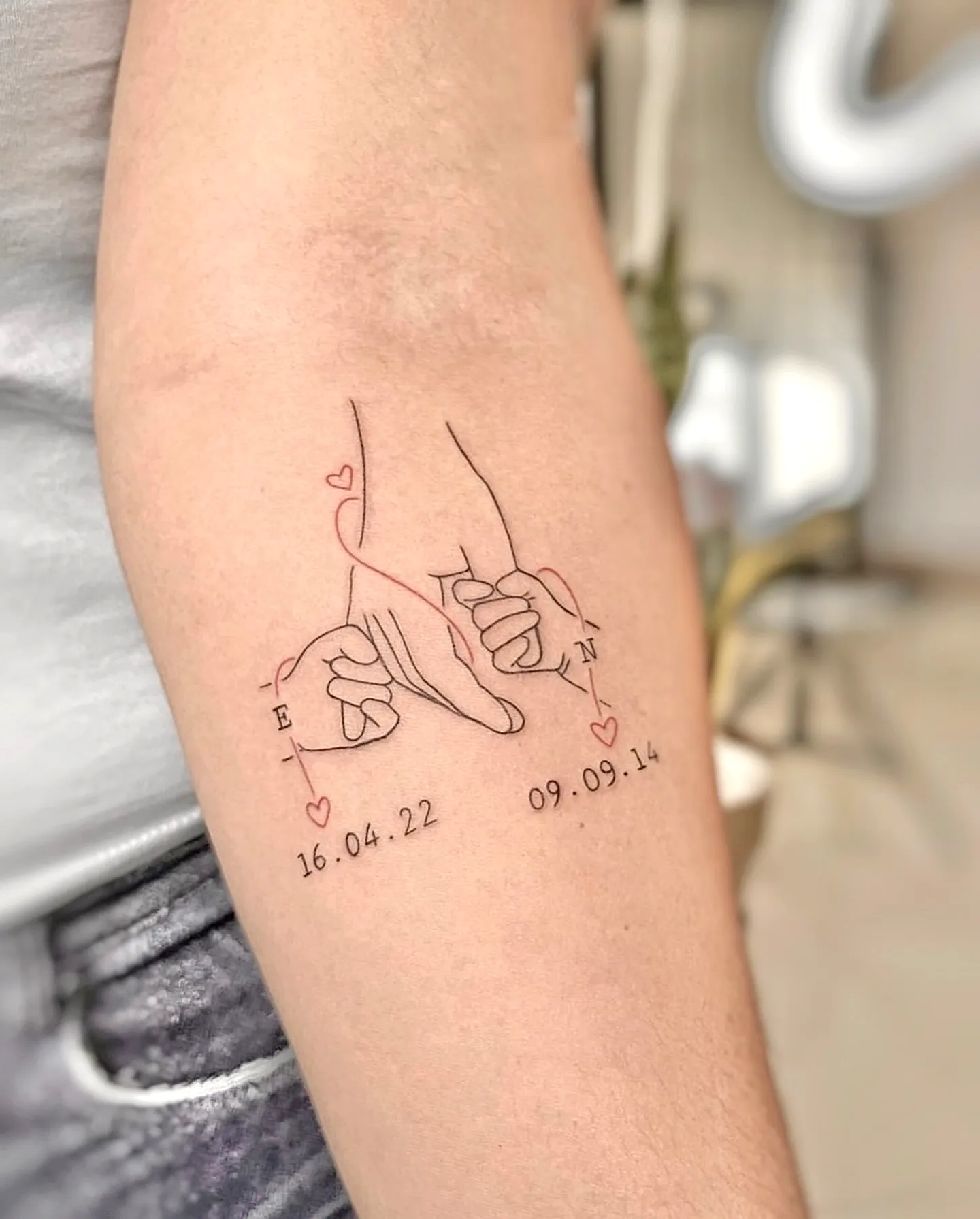 Dainty Hands Tattoo with Hearts