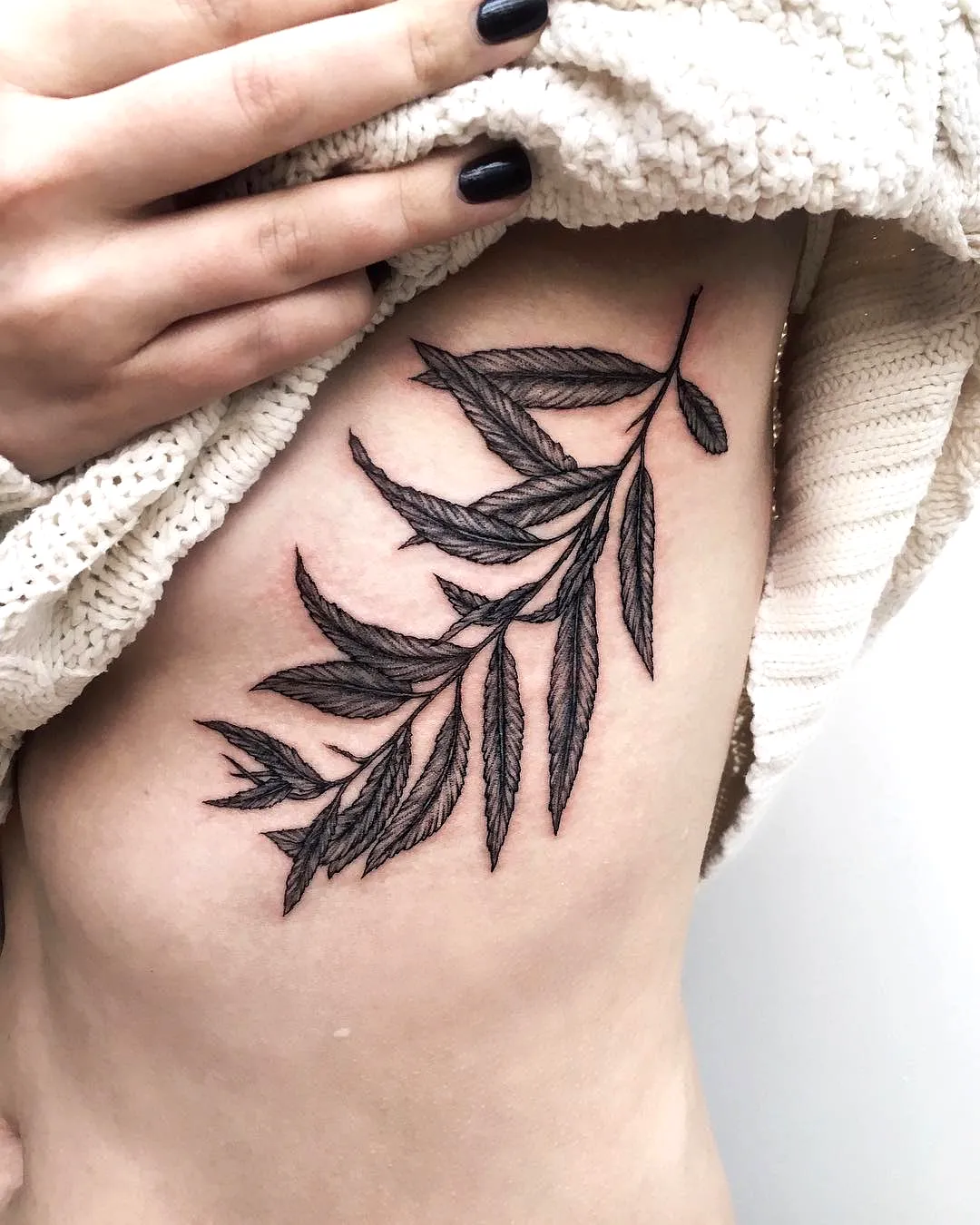 Dainty Willow Side Tattoo