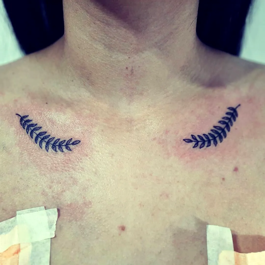 Delicate Fern Collarbone Tattoo