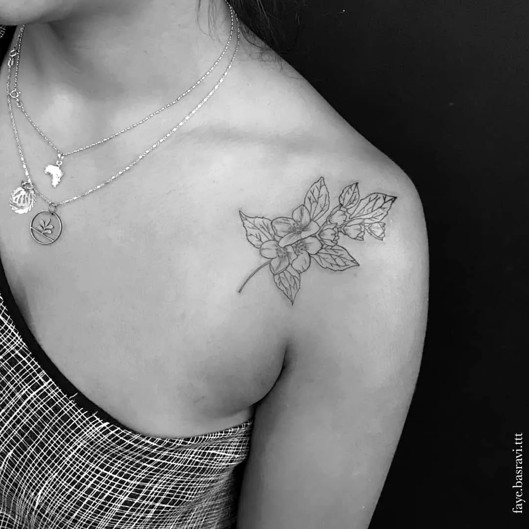 Delicate Floral Shoulder Tattoo