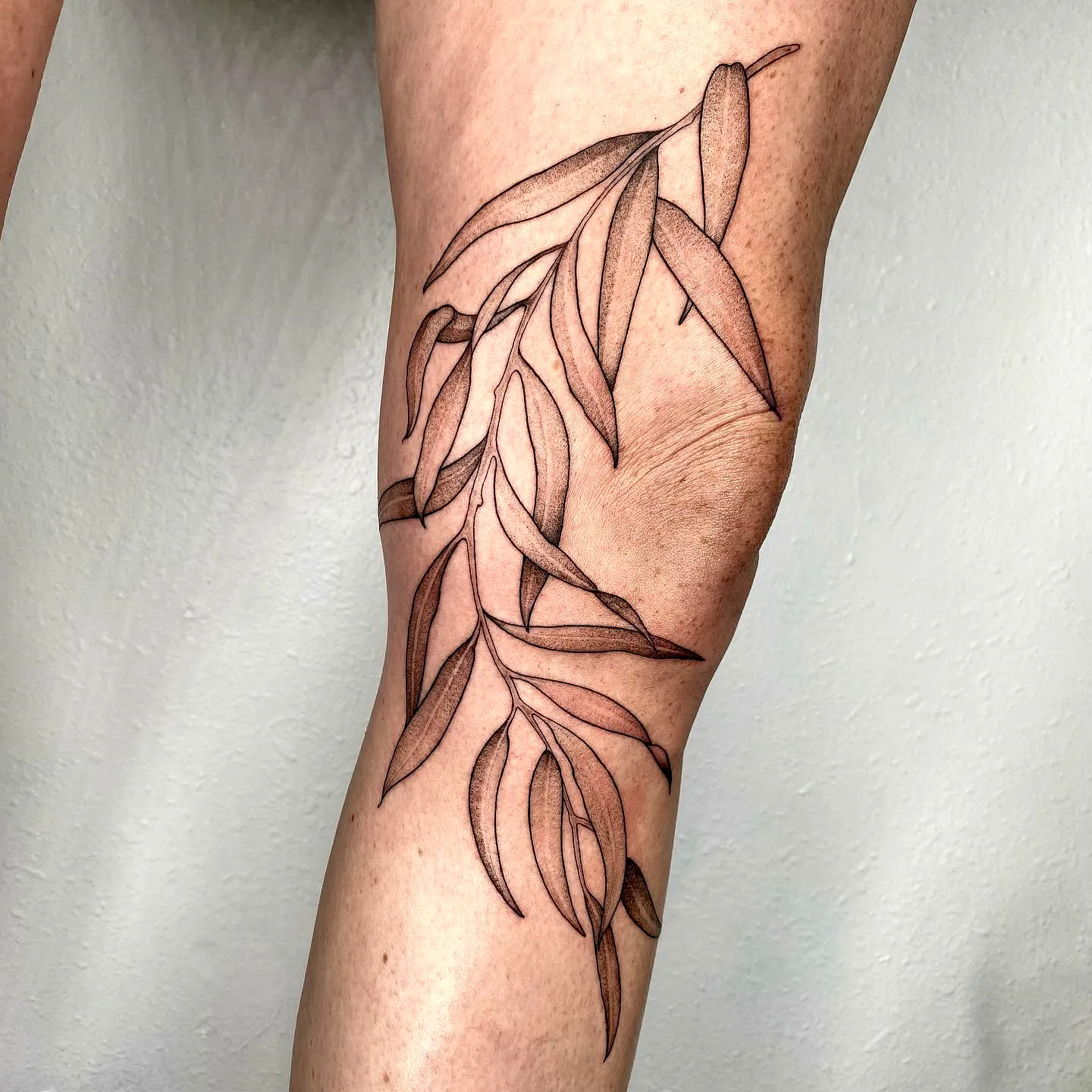 Delicate Willow Inner Thigh Tattoo
