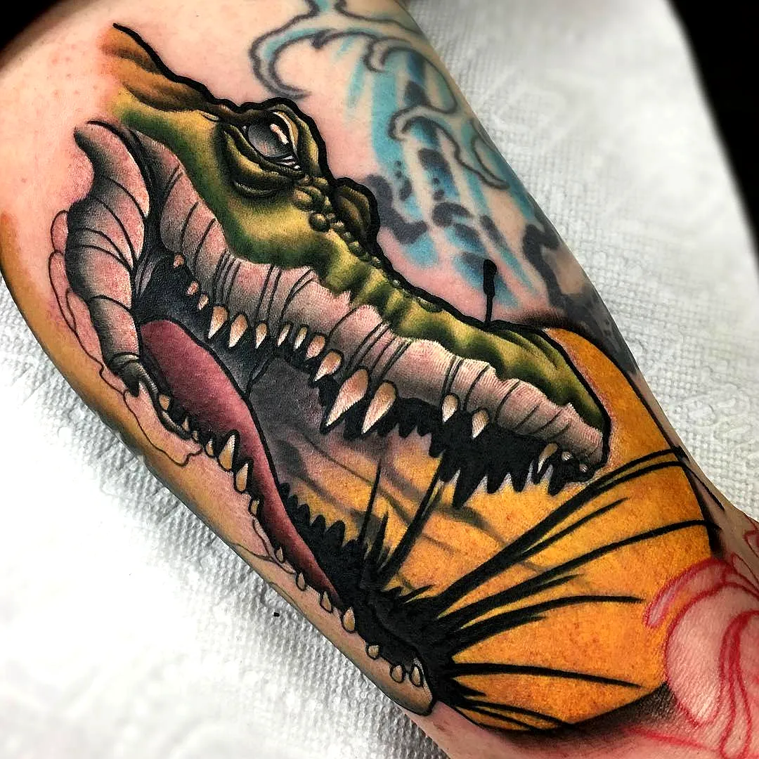 Detailed Crocodile Arm Tattoo