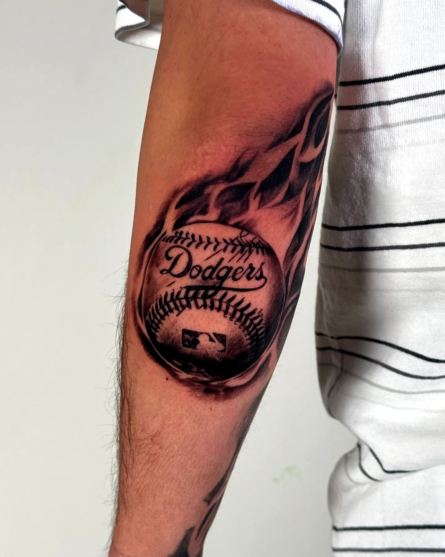 Dodgers Baseball Forearm Tattoo Design