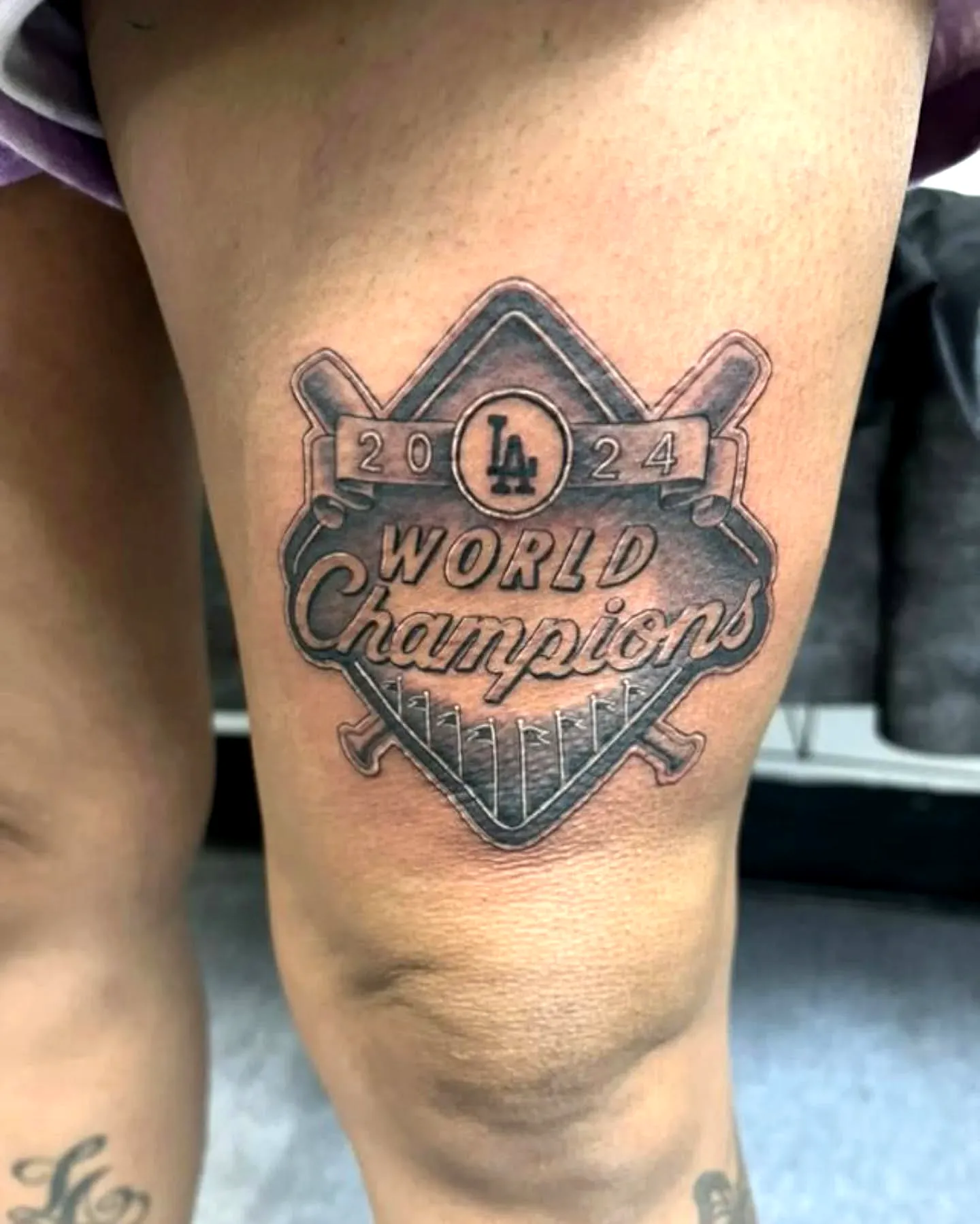 Dodgers Knee Tattoo - Bold 2024 Emblem