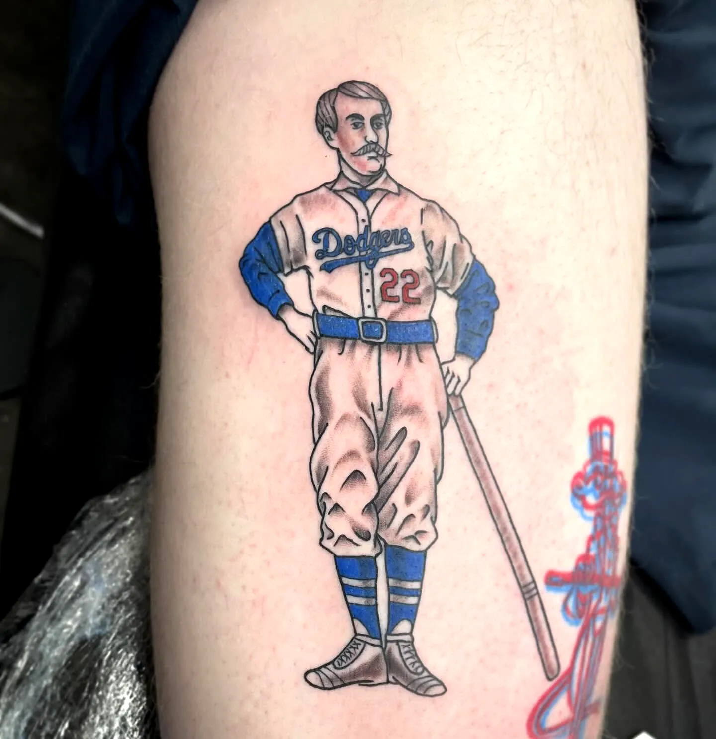 Dodgers Vintage Baseball Player Arm Tattoo