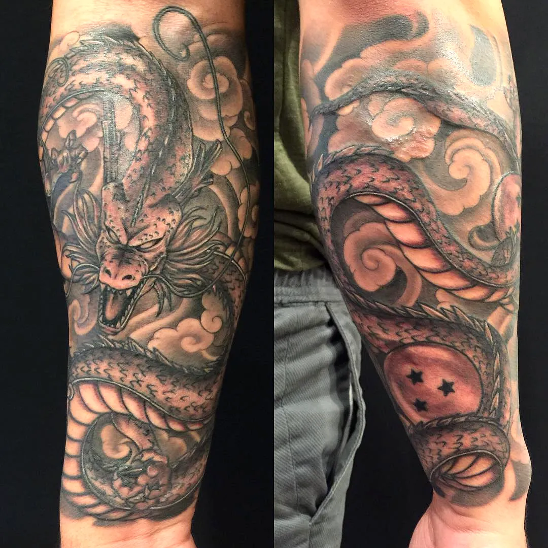 Dragon Forearm Tattoo with Clouds