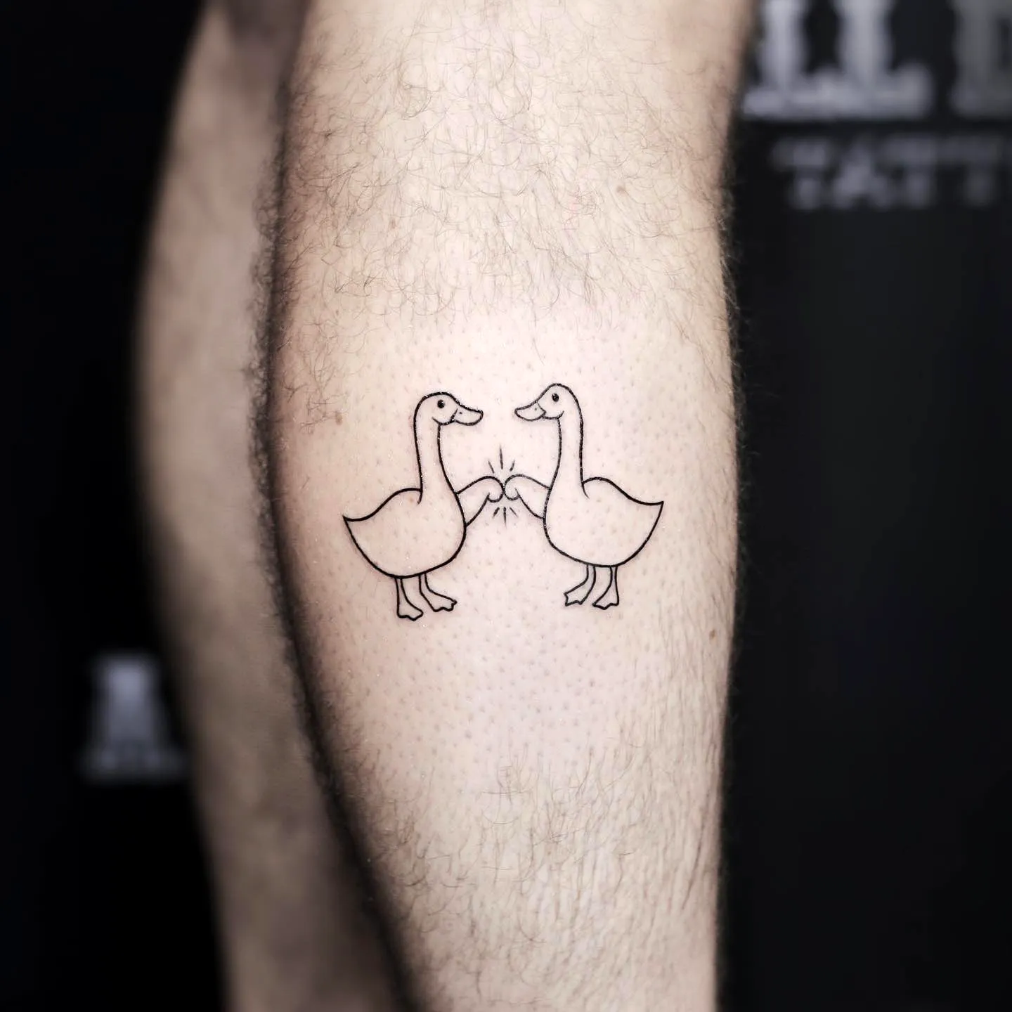 Ducks Leg Tattoo - Simple Outline Design