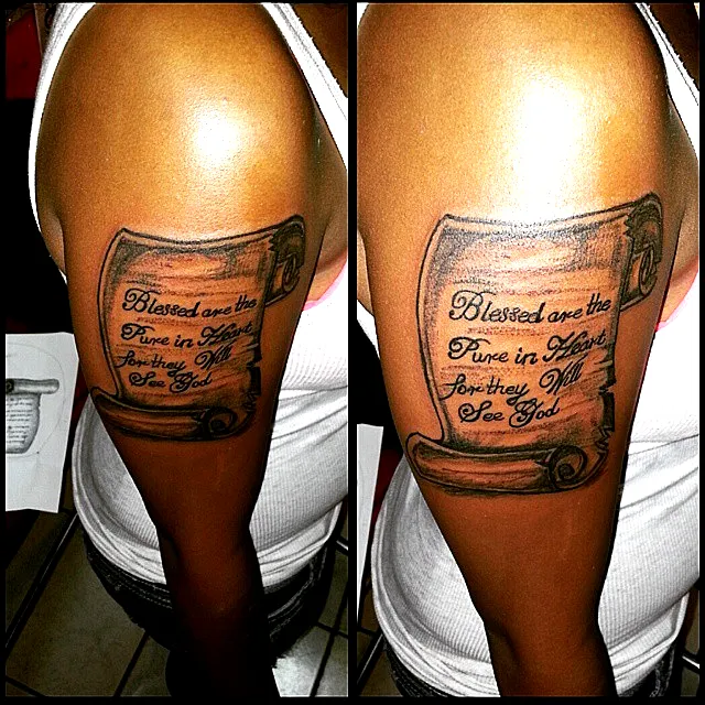 Earthy Scroll Upper Arm Tattoo