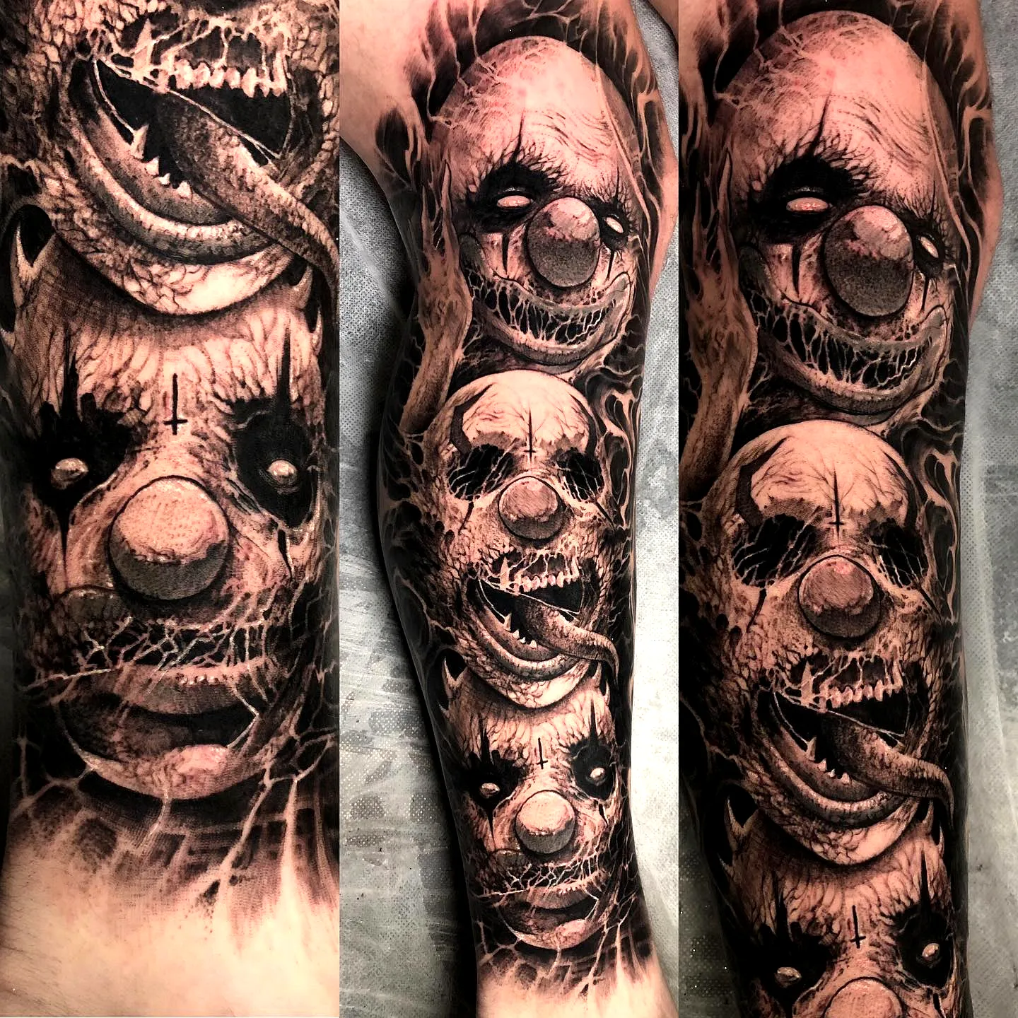 Eerie Clown Forearm Tattoo Design