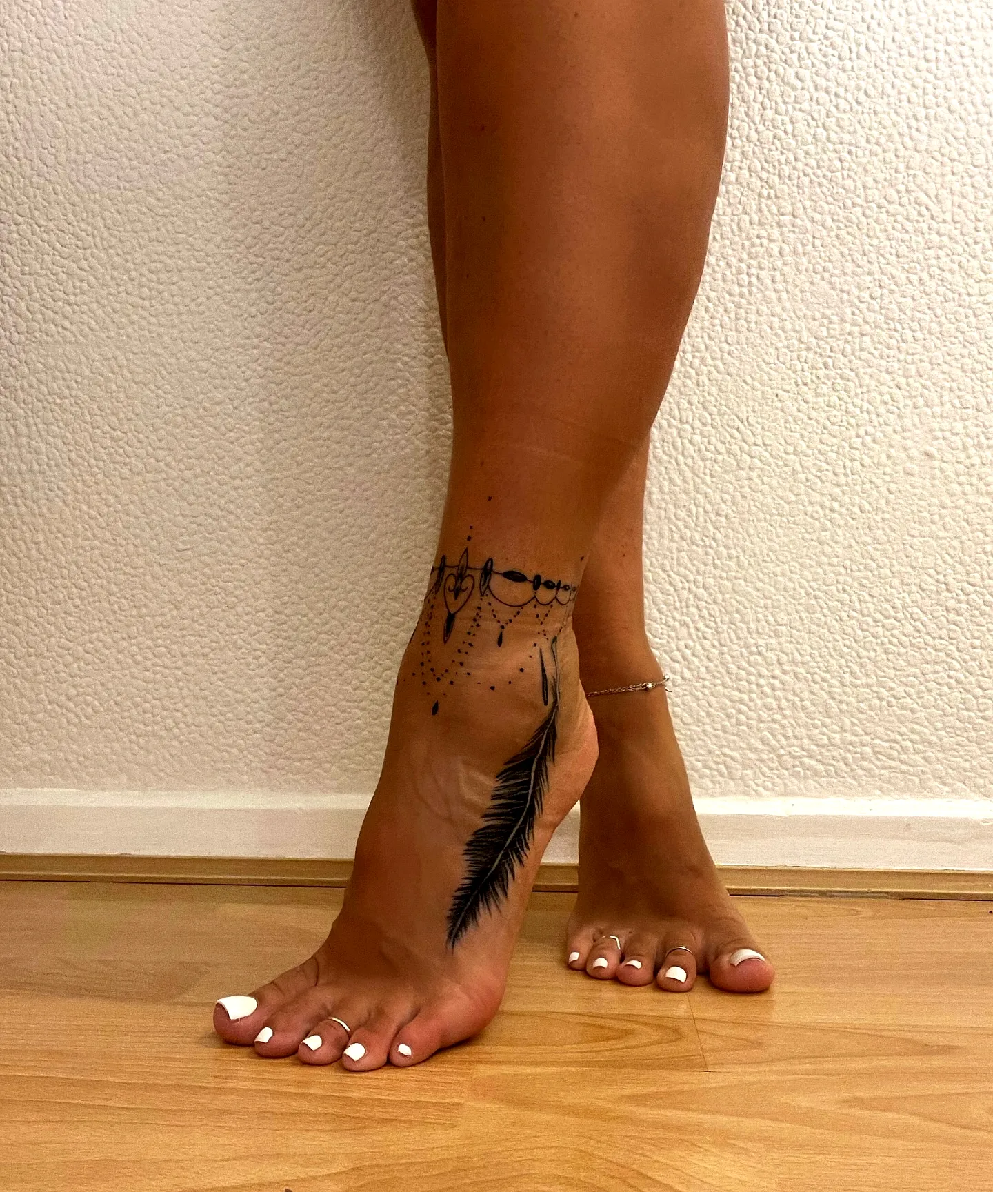 Feather Ankle Foot Tattoo Design