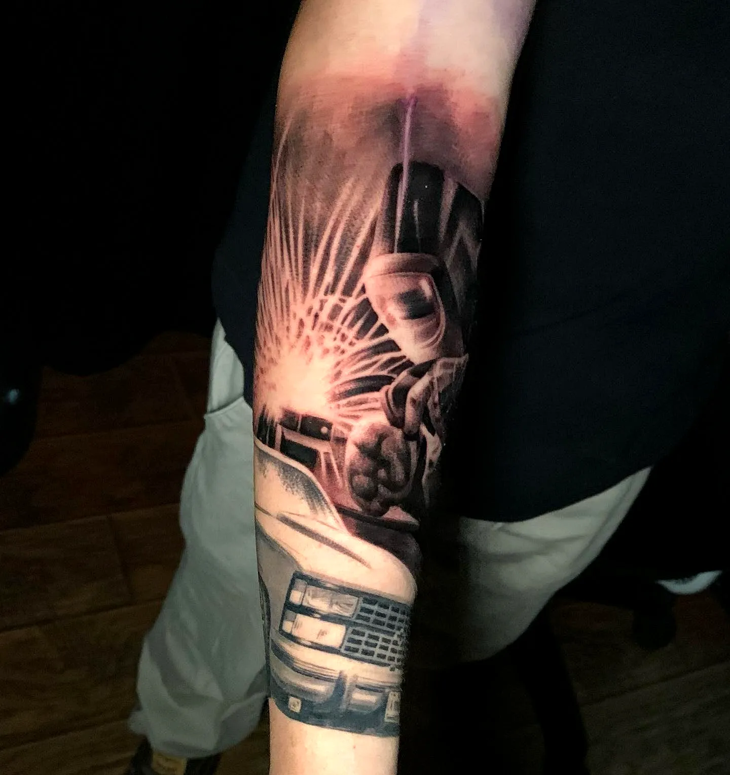 Fist Forearm Tattoo with Explosion Effect