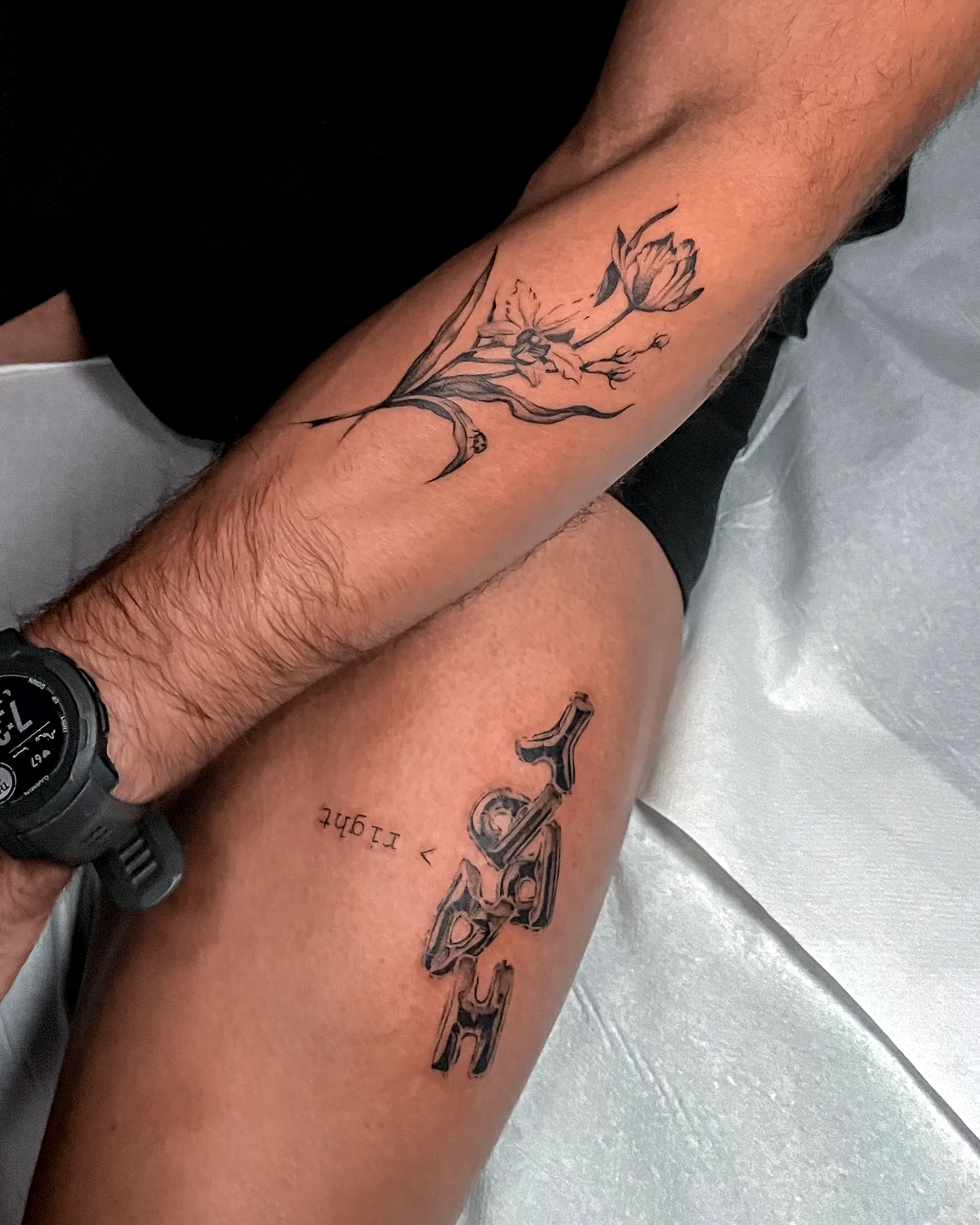 Floral Dagger Forearm Tattoo Design