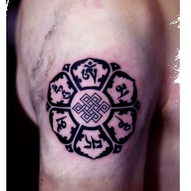 Flower Knot Knee Tattoo